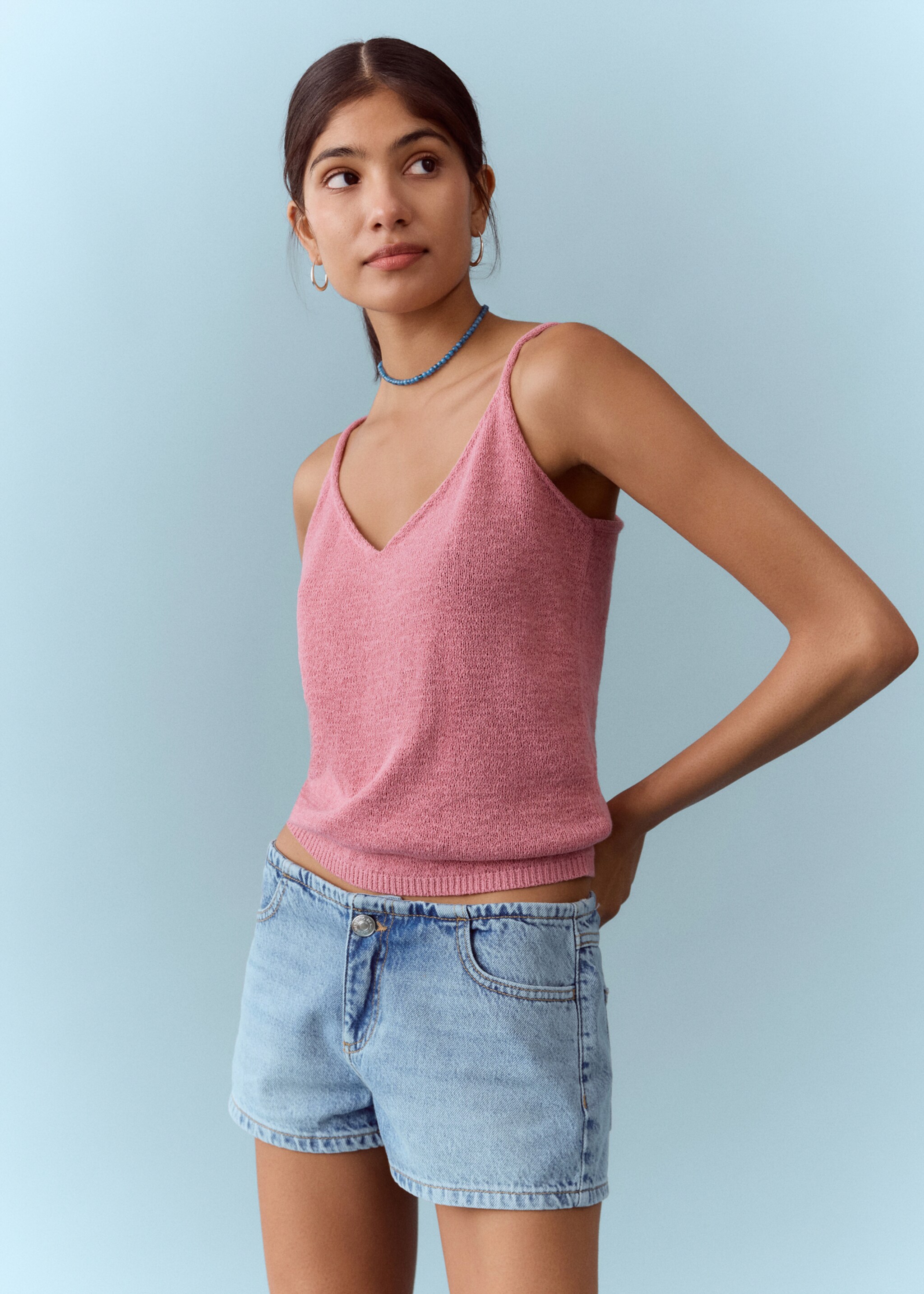 Shorts with detachable bow detail - Details of the article 1, Light Blue. Ref: 27005969-00.