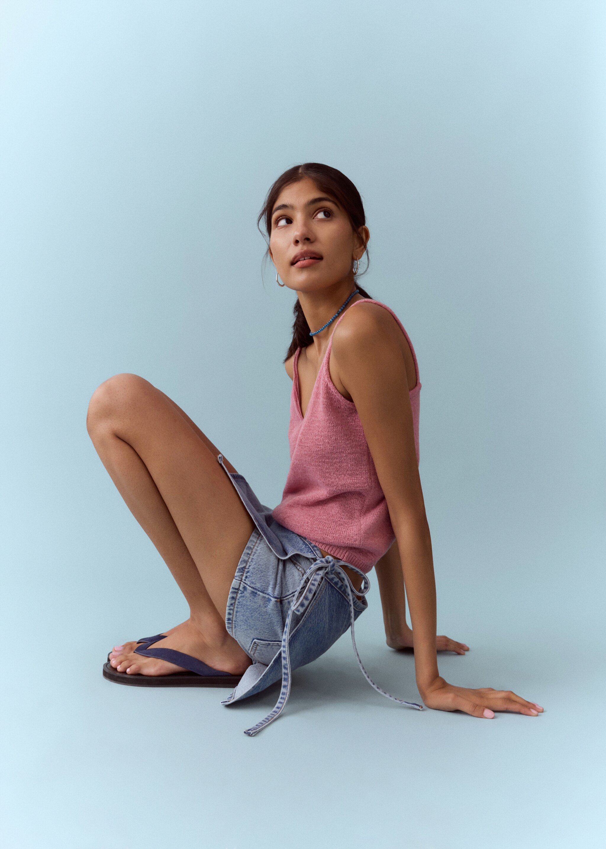 Shorts with detachable bow detail - Details of the article 2, Light Blue. Ref: 27005969-00.