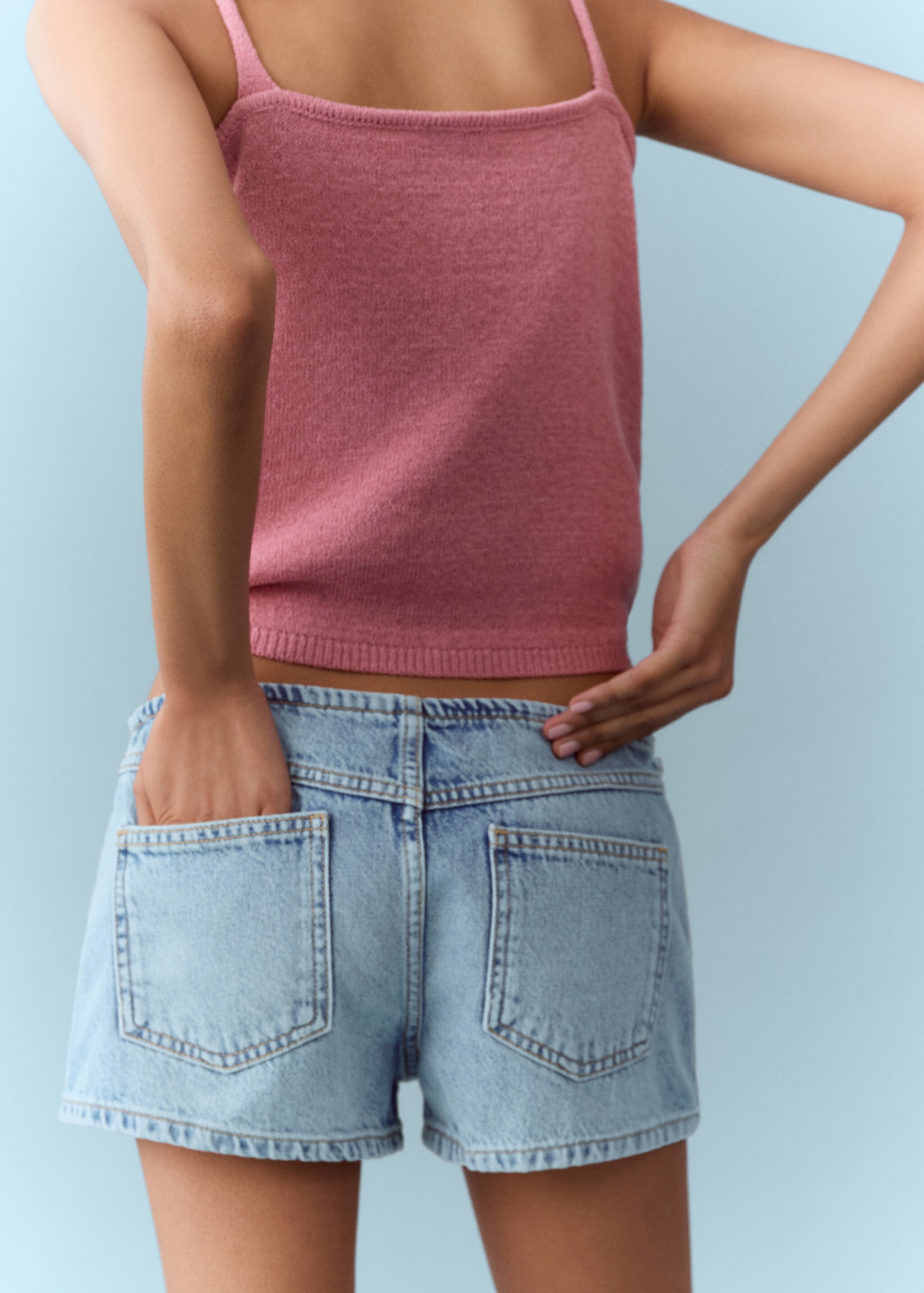 Shorts with detachable bow detail - Details of the article 6, Light Blue. Ref: 27005969-00.