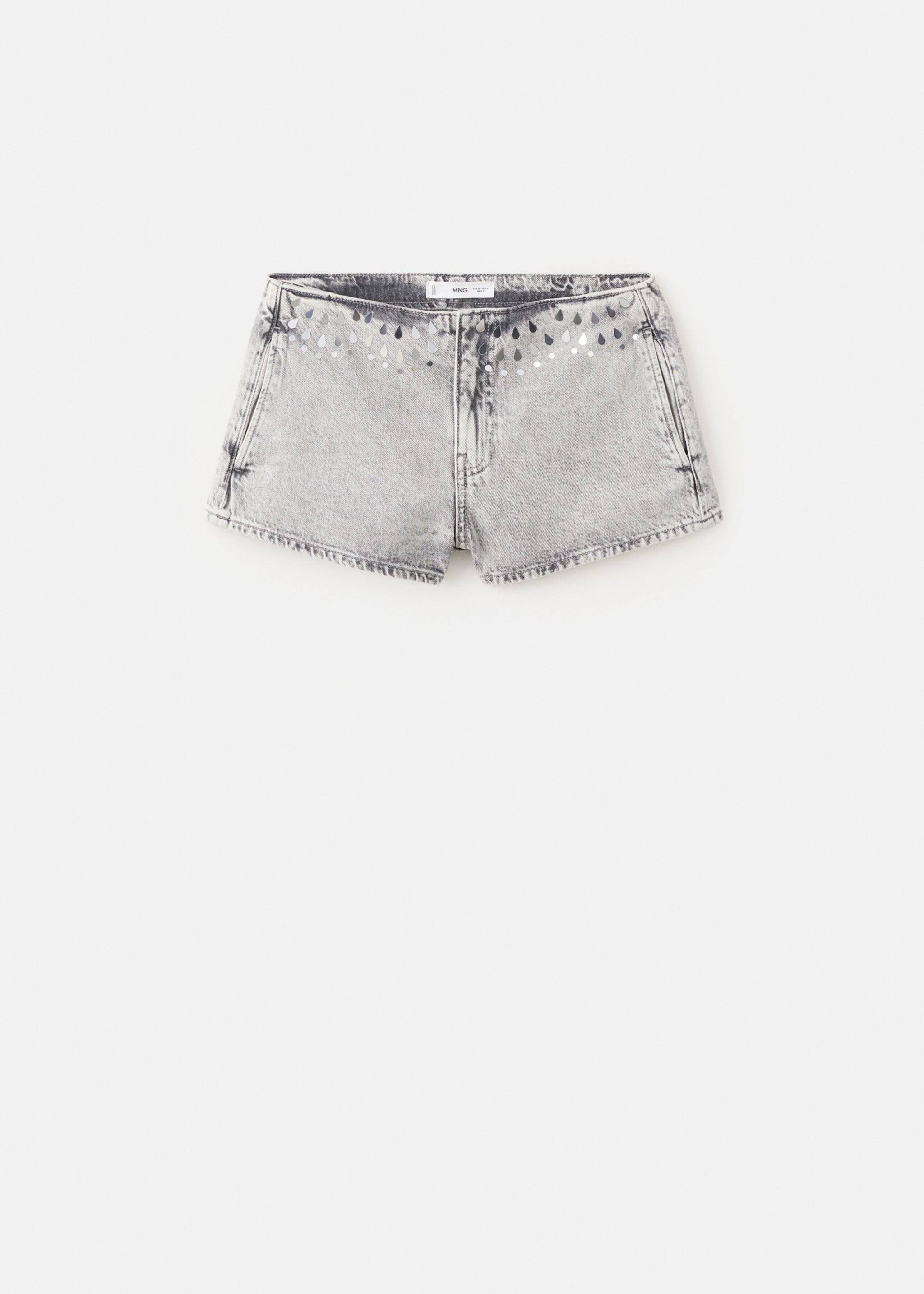 Beaded mini shorts - Article without model, Denim Grey. Ref: 27005970-00.