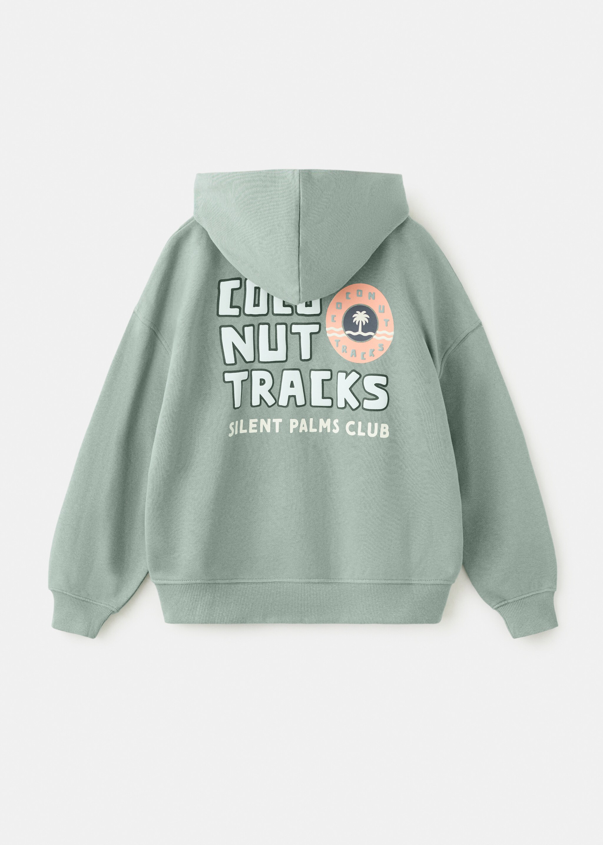 Cotton sweatshirt zipper - Reverse of the article, Aqua Green. Ref: 27005971-00.