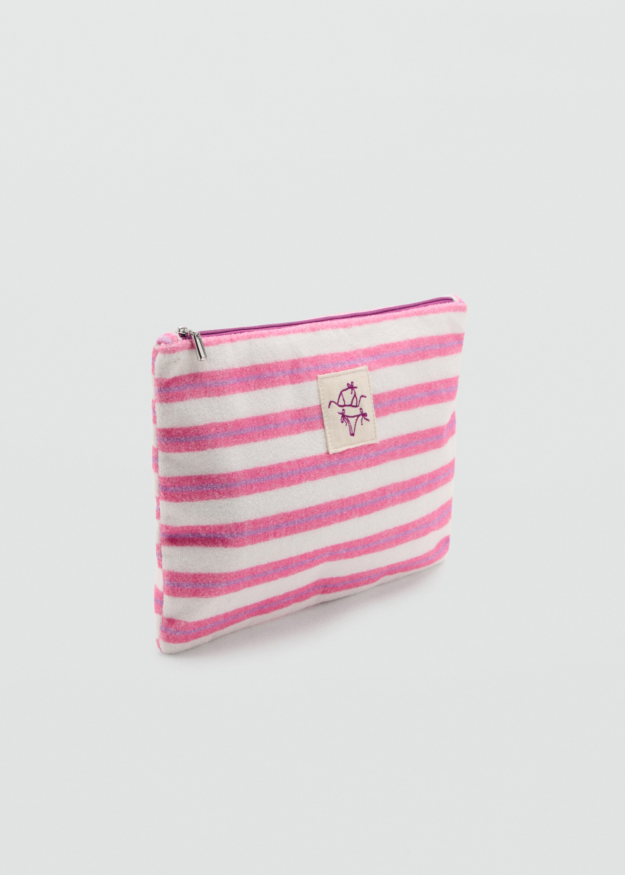 Striped cotton toiletry bag - Medium plane, Pink. Ref: 27005972-00.
