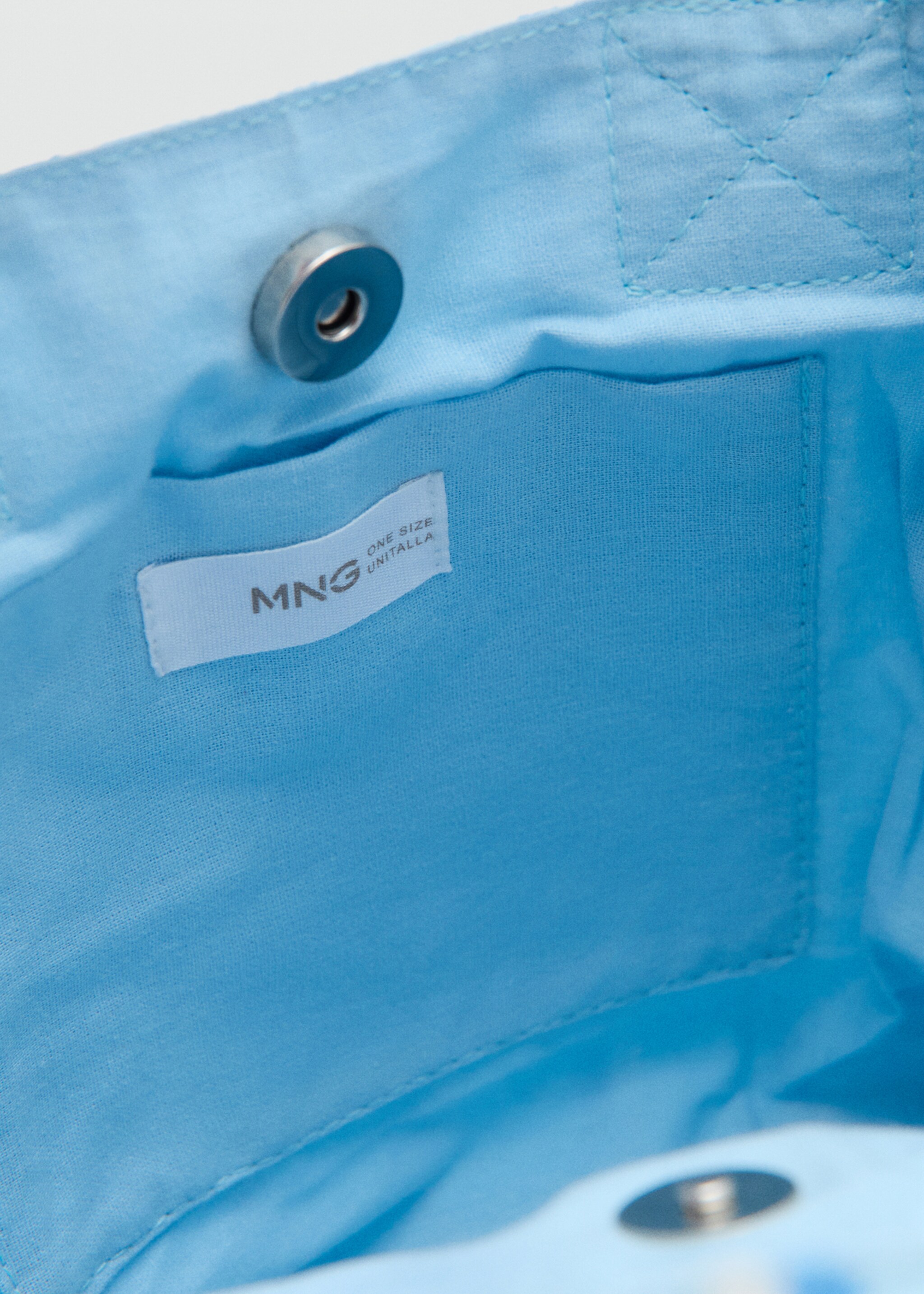 Square palm print bag - Details of the article 2, Sky Blue. Ref: 27005975-00.