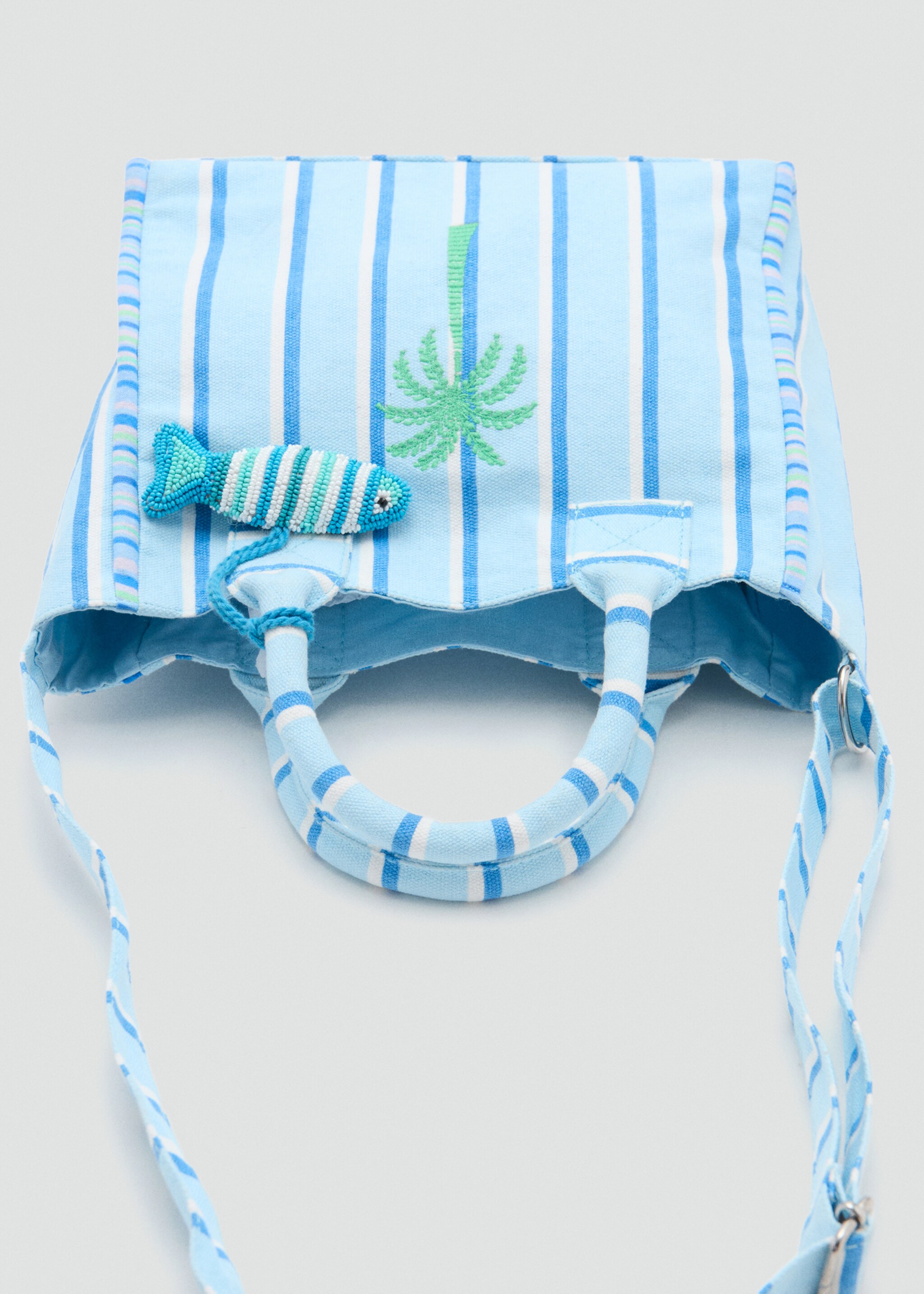 Square palm print bag - Details of the article 3, Sky Blue. Ref: 27005975-00.