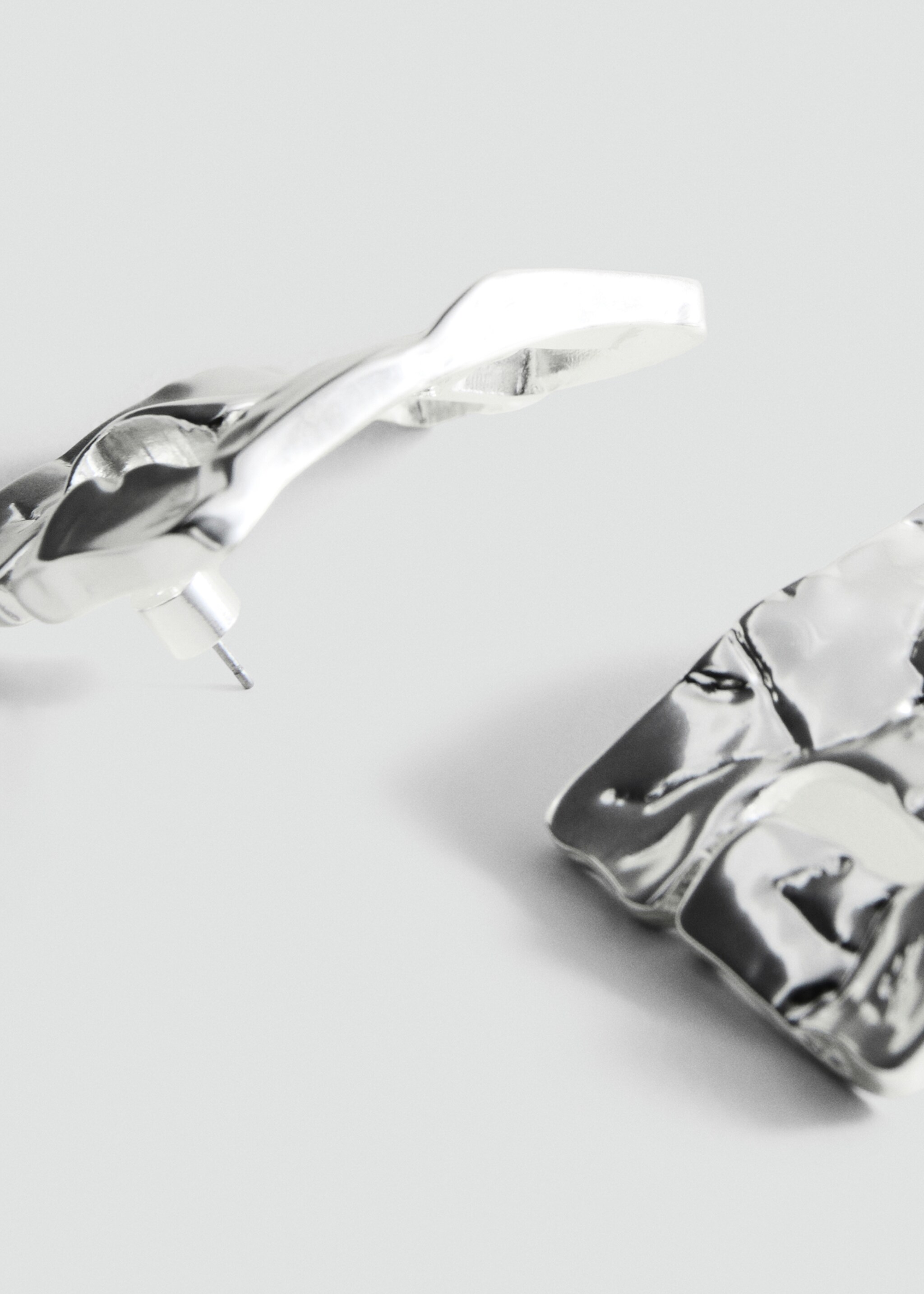 Square metal earrings - Medium plane, Silver. Ref: 27006005-00.