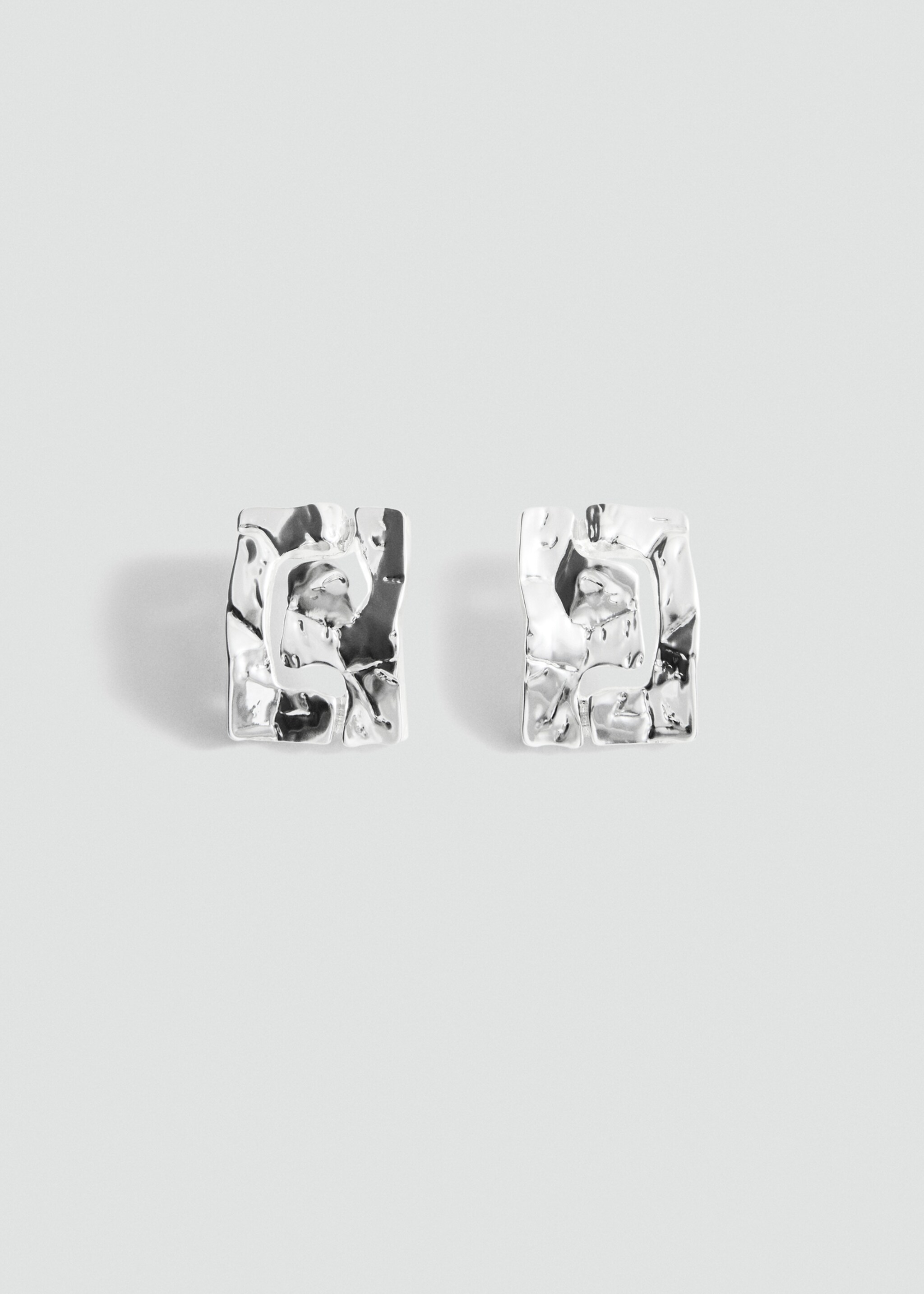 Square metal earrings - Article without model, Silver. Ref: 27006005-00.
