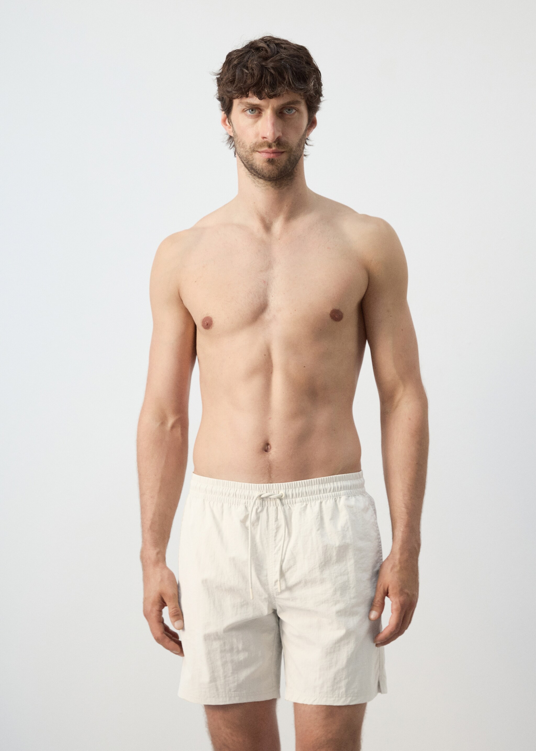 Basic drawstring swimsuit - Medium plane, Sand. Ref: 27006007-00.