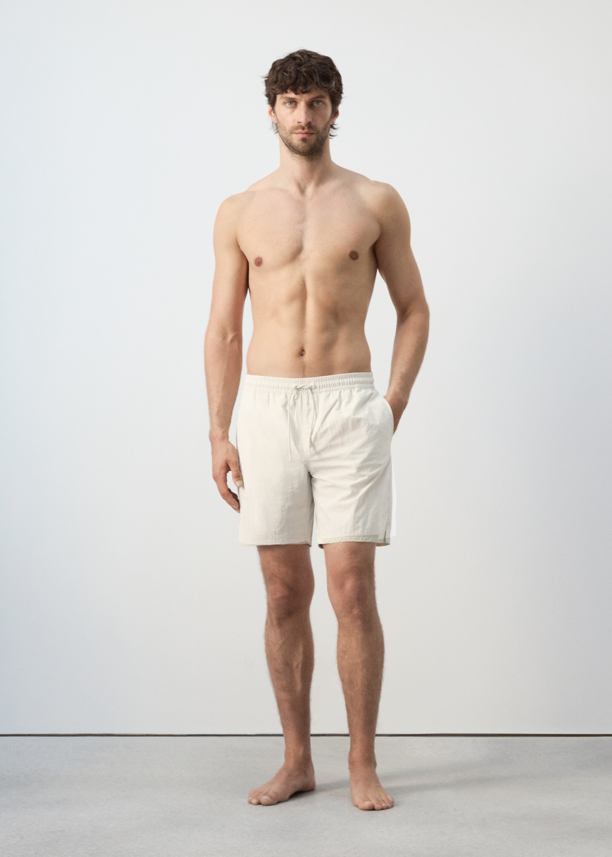 Basic drawstring swimsuit - Details of the article 4, Sand. Ref: 27006007-00.