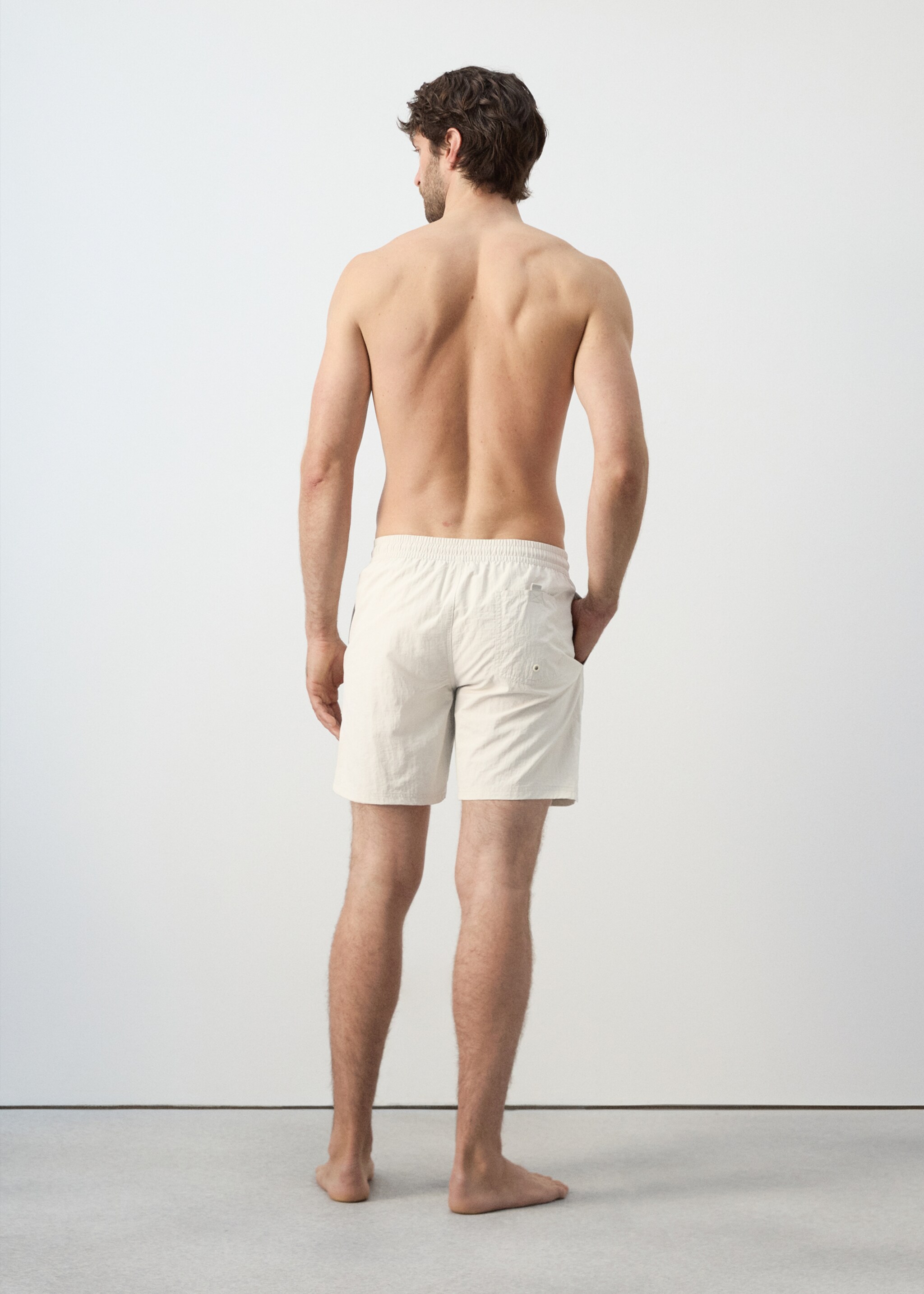 Basic drawstring swimsuit - Reverse of the article, Sand. Ref: 27006007-00.