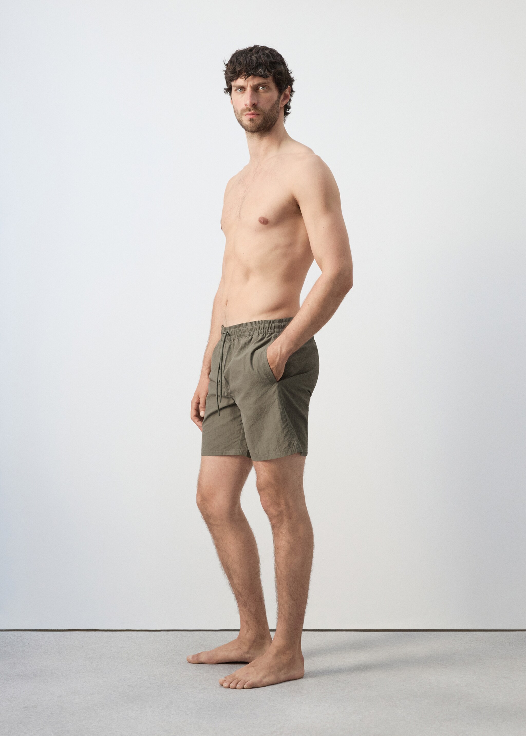 베이직 드로스트링 수영복 - 상품 내역: 2, 카키. Ref: 27006007-00.