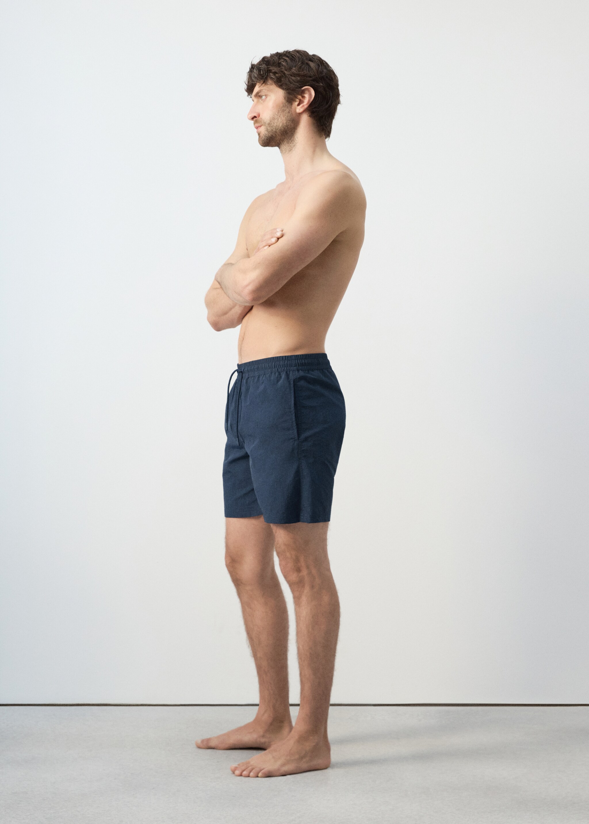 Basic drawstring swimsuit - Details of the article 2, Dark Navy. Ref: 27006007-00.