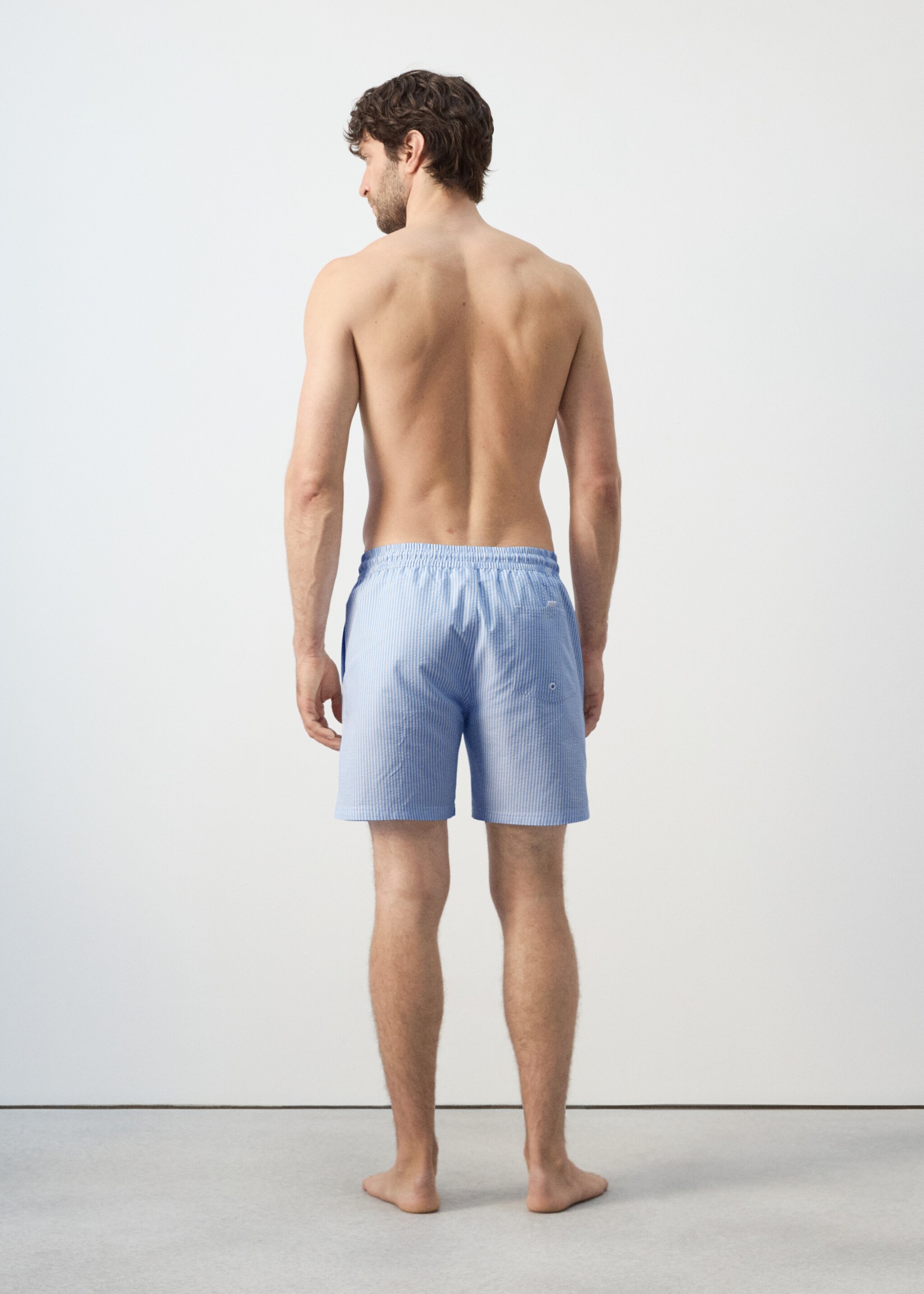 Seersucker swimming trunks - Reverse of the article, Sky Blue. Ref: 27006008-00.