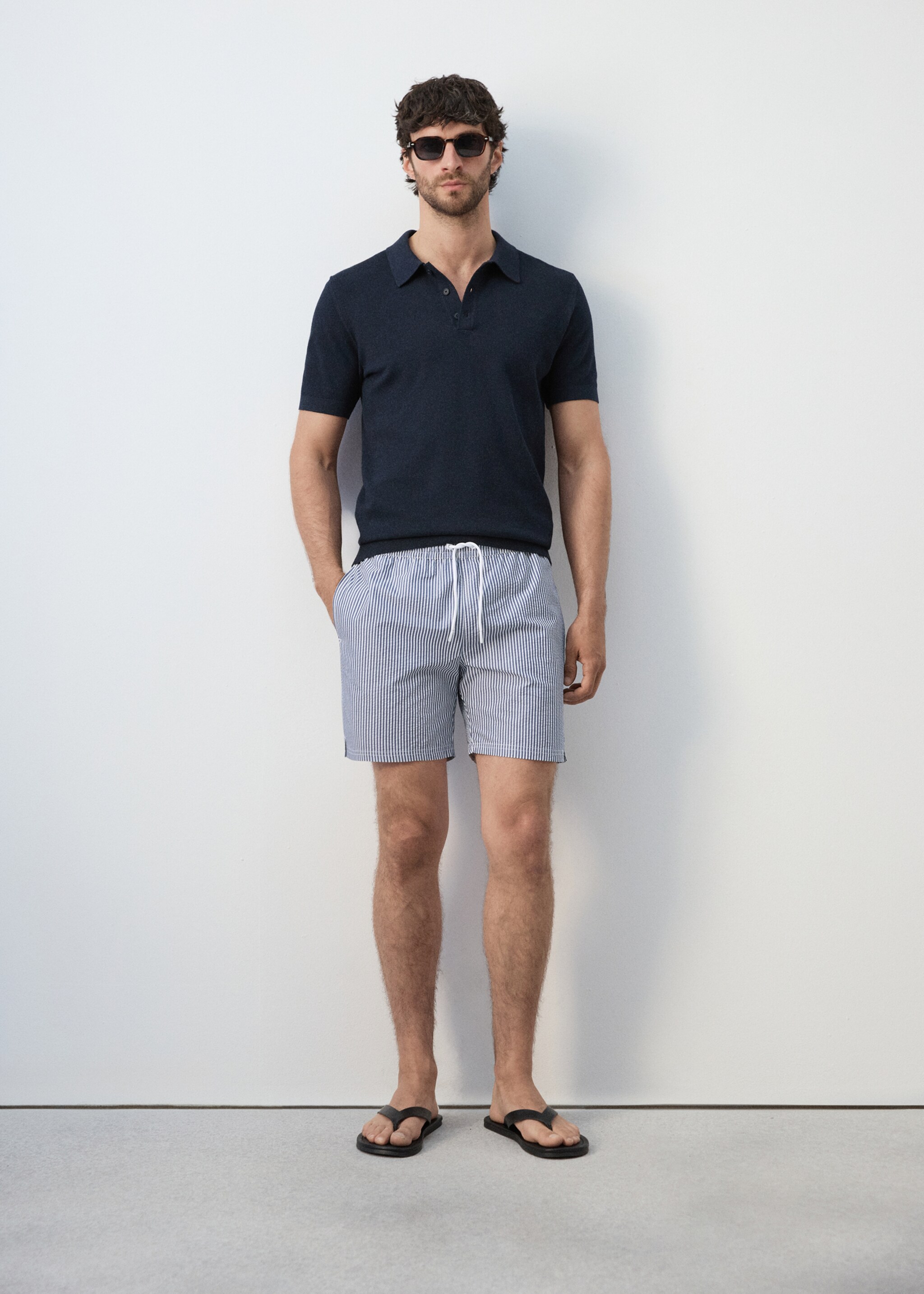 시어서커 수영 트렁크 - 상품 내역: 4, 다크 네이비. Ref: 27006008-00.