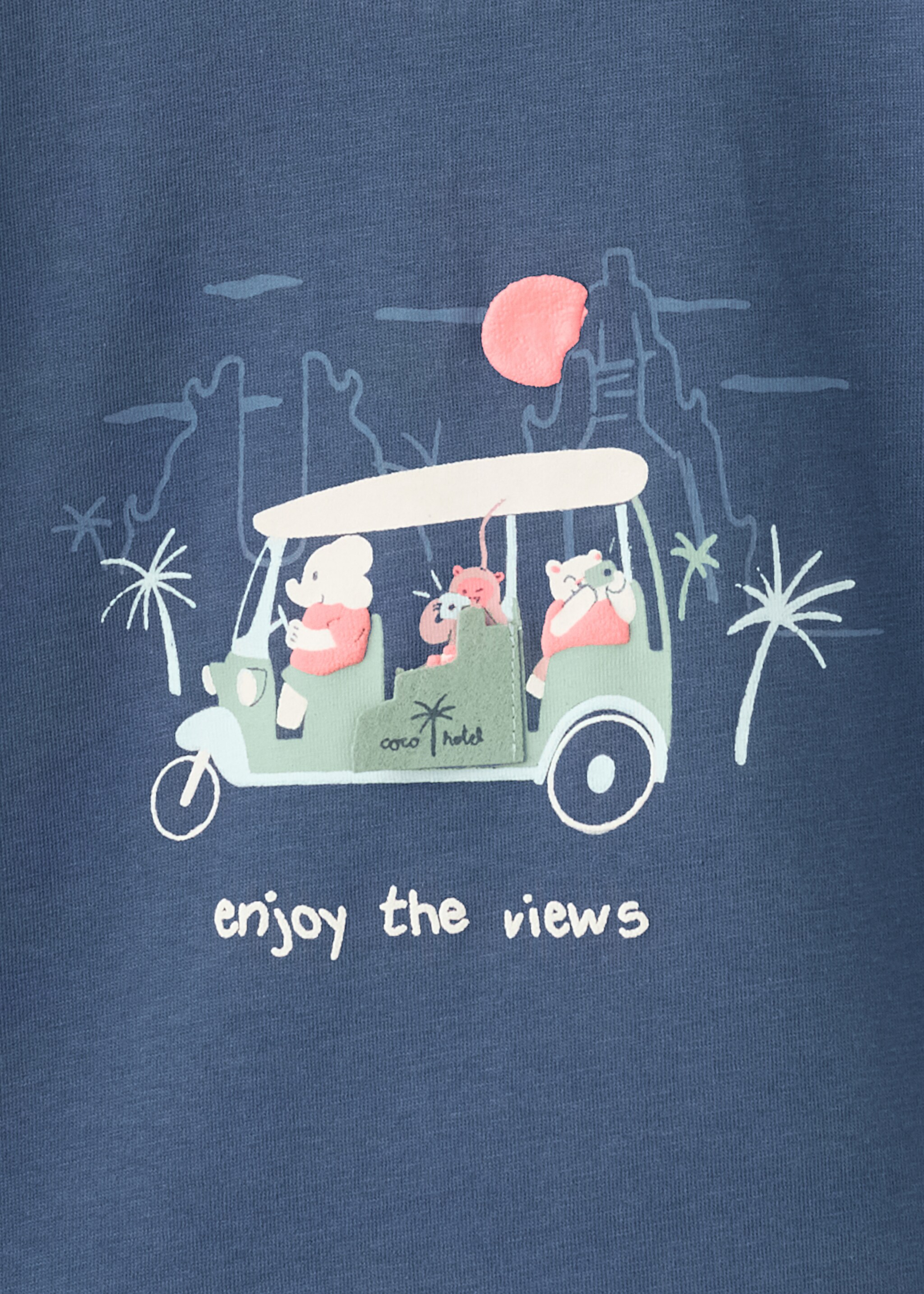 Printed cotton-blend t-shirt - Details of the article 8, Blue. Ref: 27006351-00.