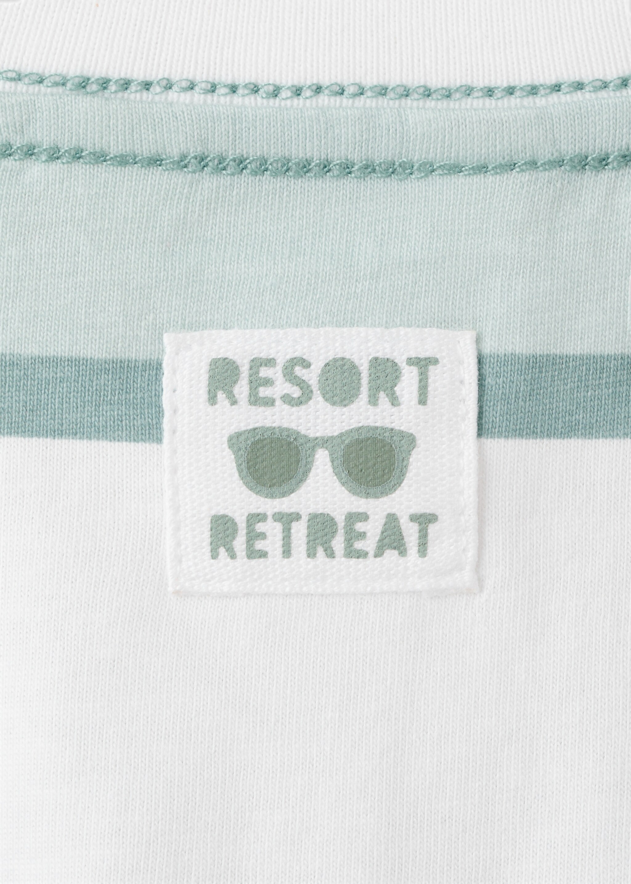 Monochrome striped T-shirt - Details of the article 0, Aqua Green. Ref: 27006353-00.