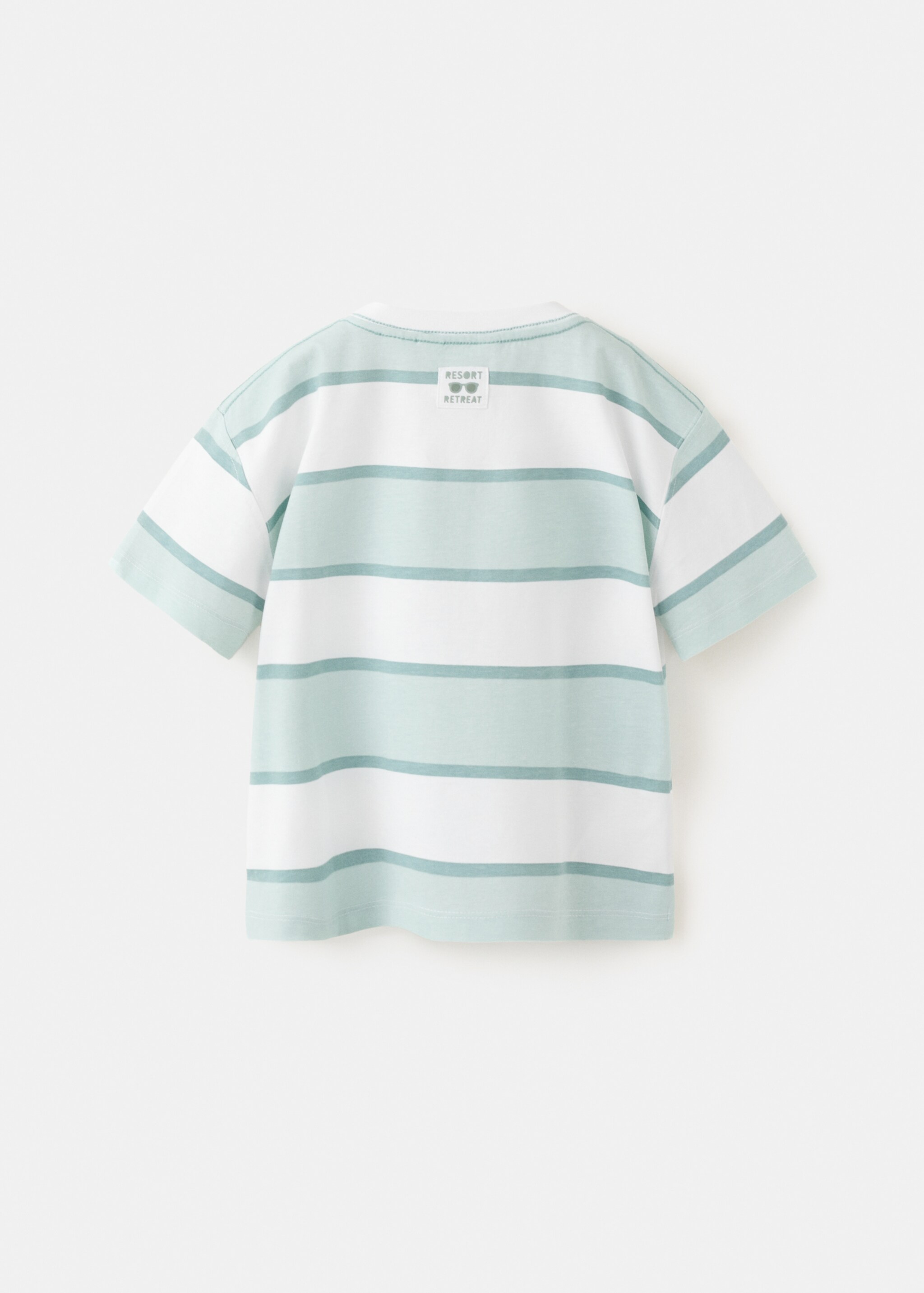 Monochrome striped T-shirt - Reverse of the article, Aqua Green. Ref: 27006353-00.