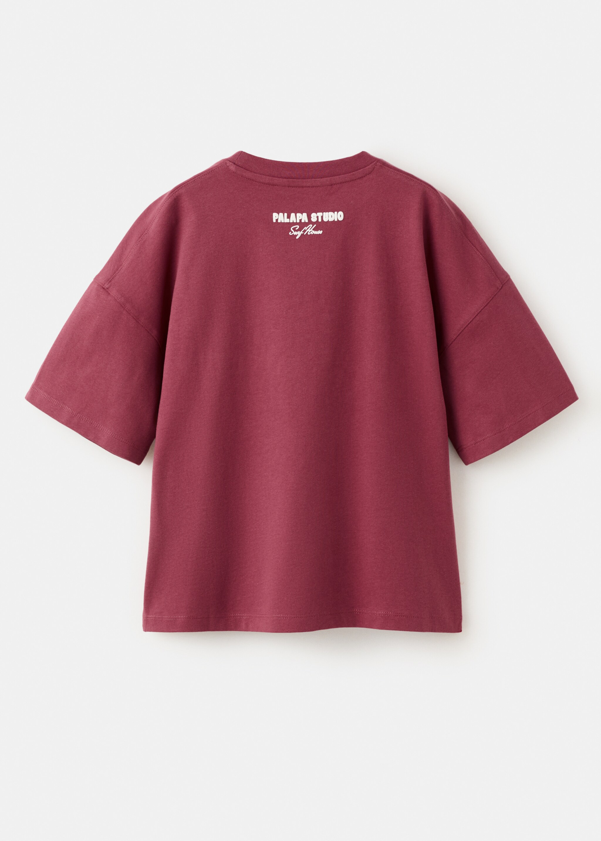 T-shirt oversize coton imprimé - Verso de l’article, Cerise. Ref: 27006358-00.