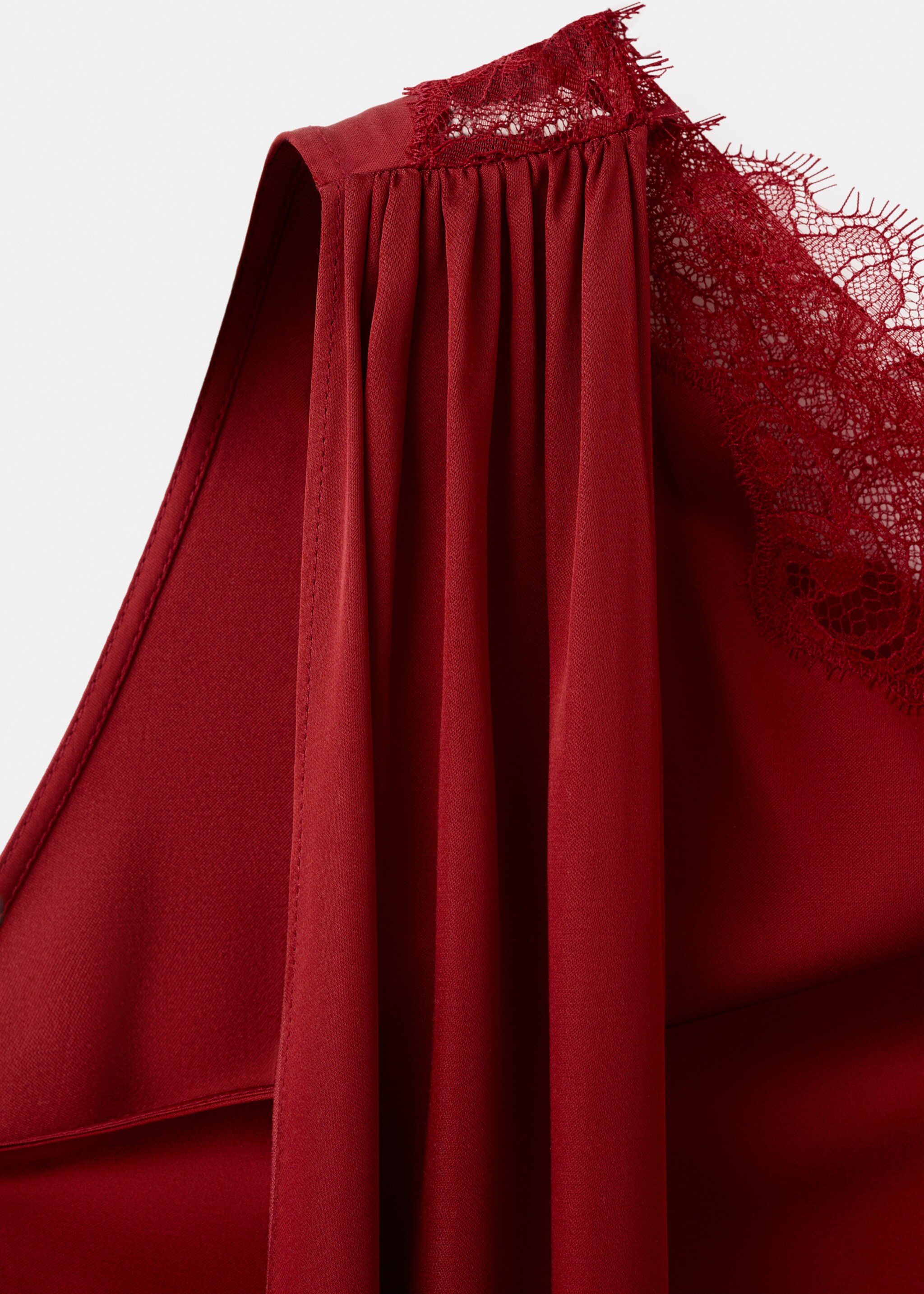 Asymmetrical dress with scarf - Details of the article 8, Red. Ref: 27006363-00.