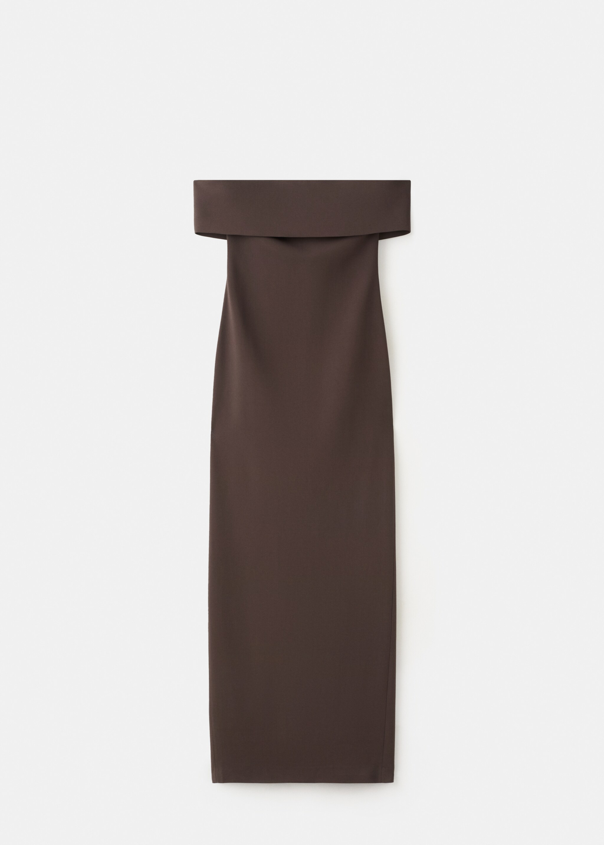 Off-the-shoulder dress with slit detail - Article without model, Brown. Ref: 27006368-00.