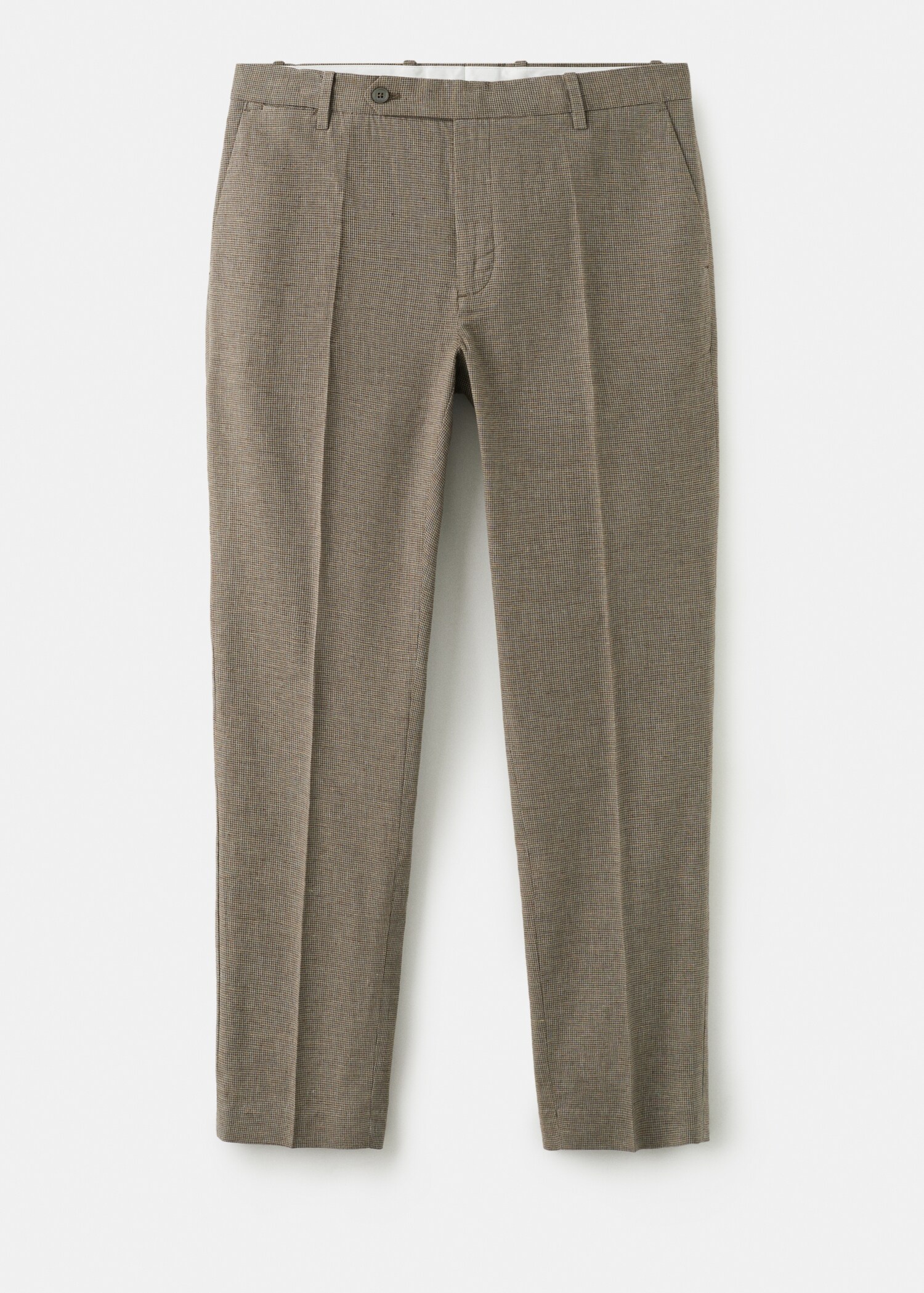Regular fit houndstooth linen blend trousers - Article without model