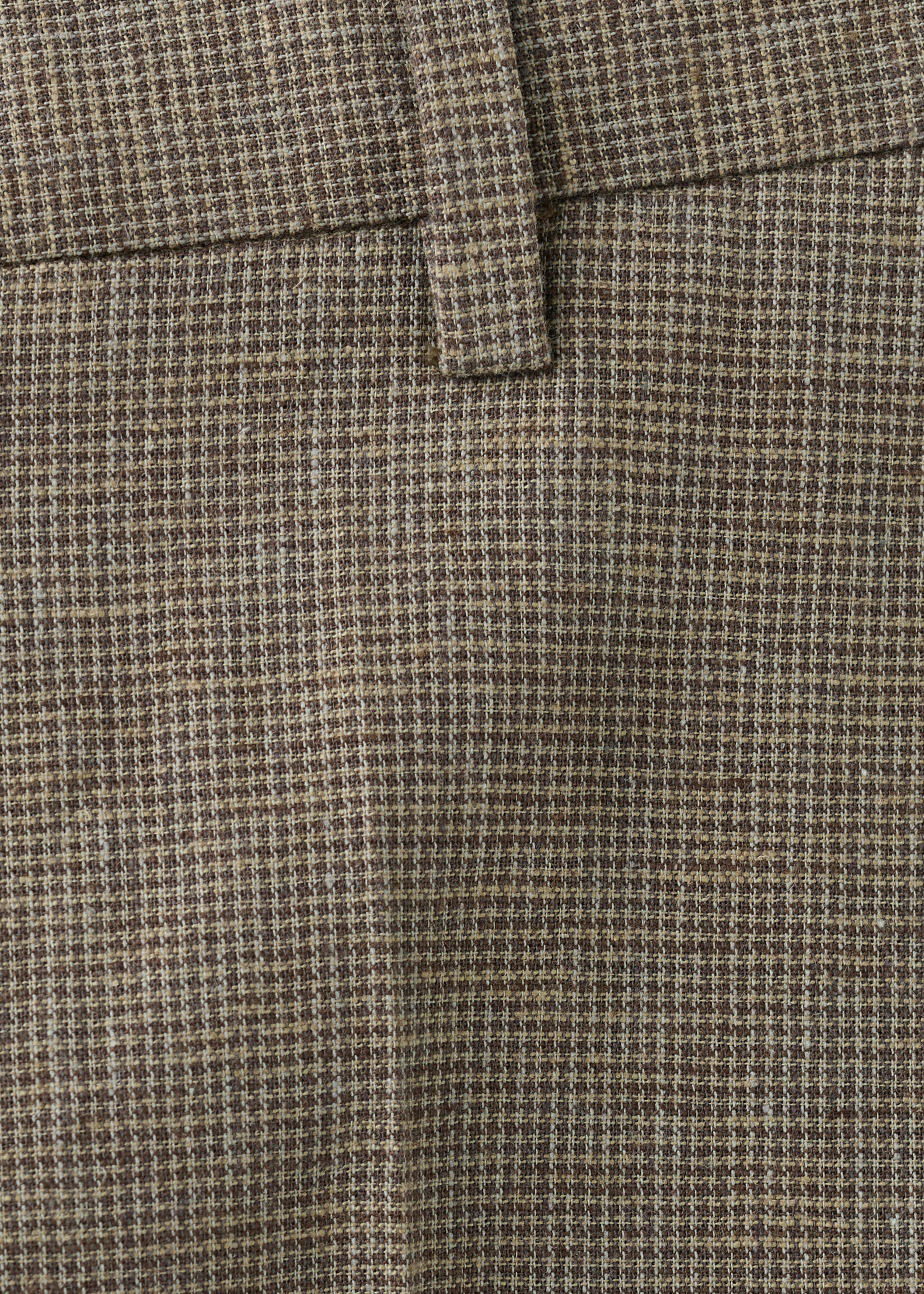 Regular fit houndstooth linen blend trousers - Details of the article 0, Brown. Ref: 27006713-00.