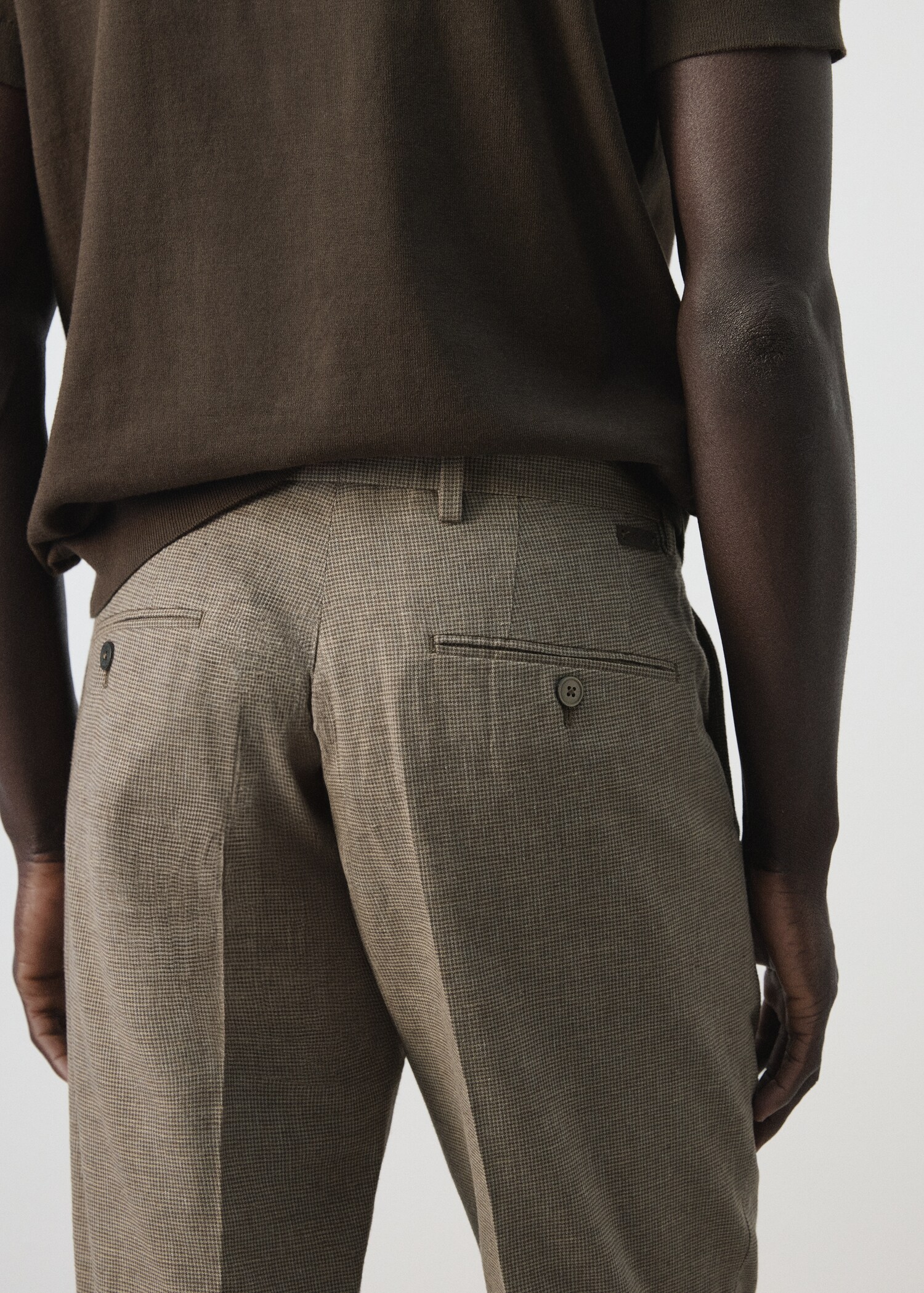 Regular fit houndstooth linen blend trousers - Details of the article 6