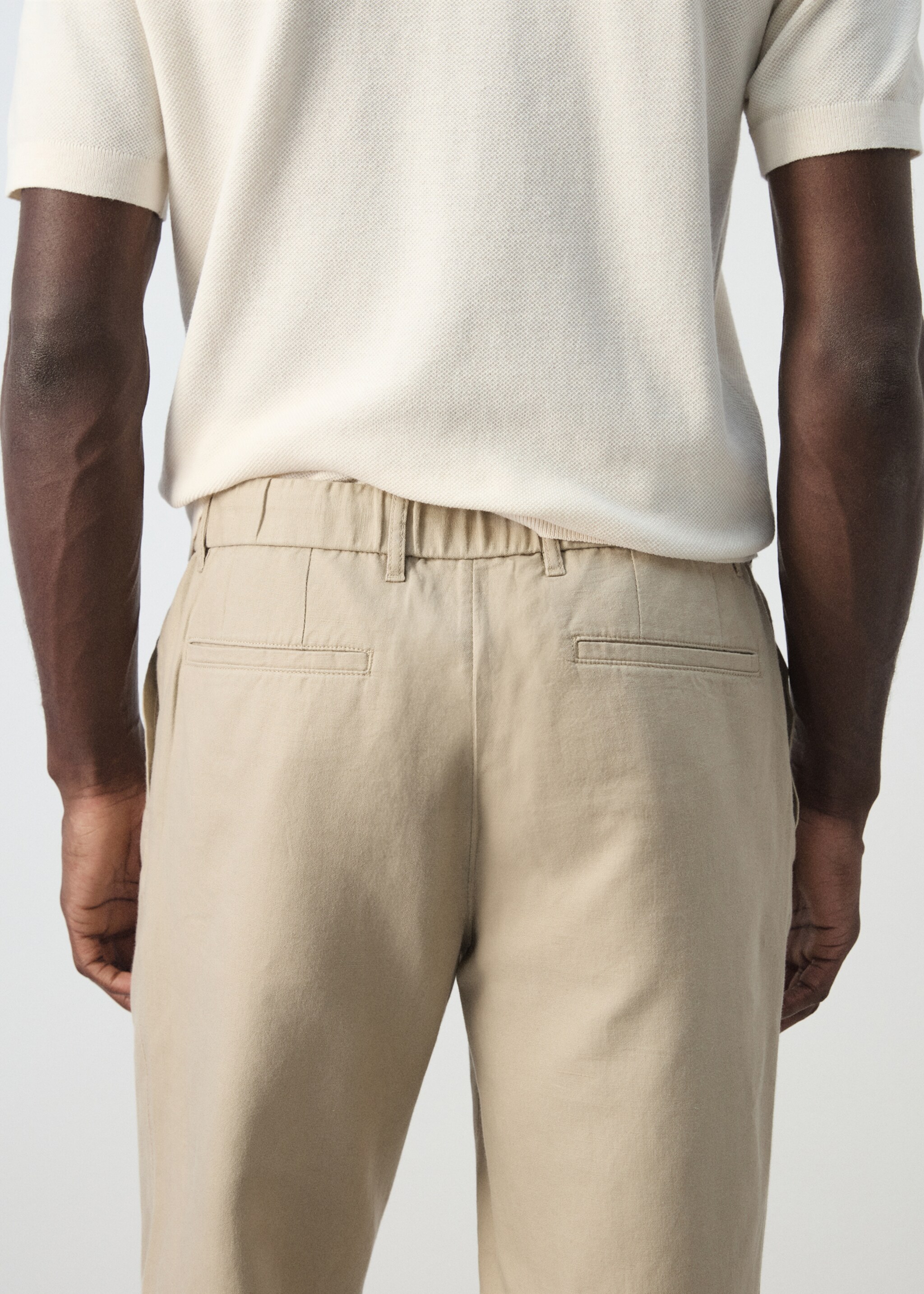 Pantalón lino algodón slim fit cropped - Detalle del artículo 6, Beige. Ref: 27006714-00.