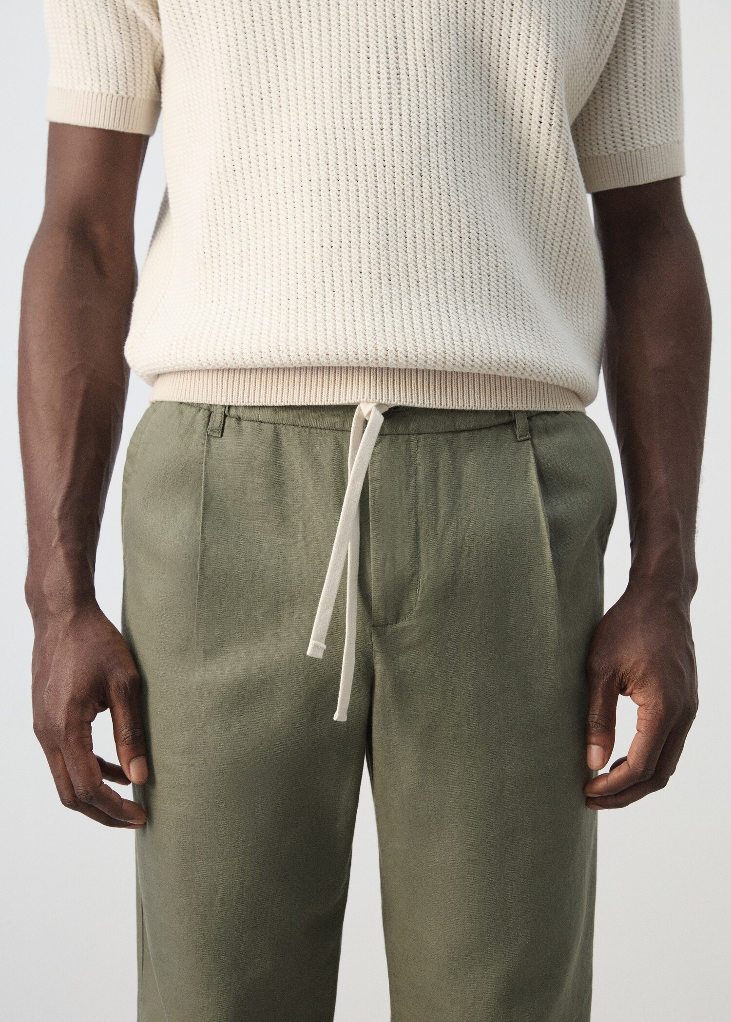 Pantalón lino algodón slim fit cropped - Detalle del artículo 1