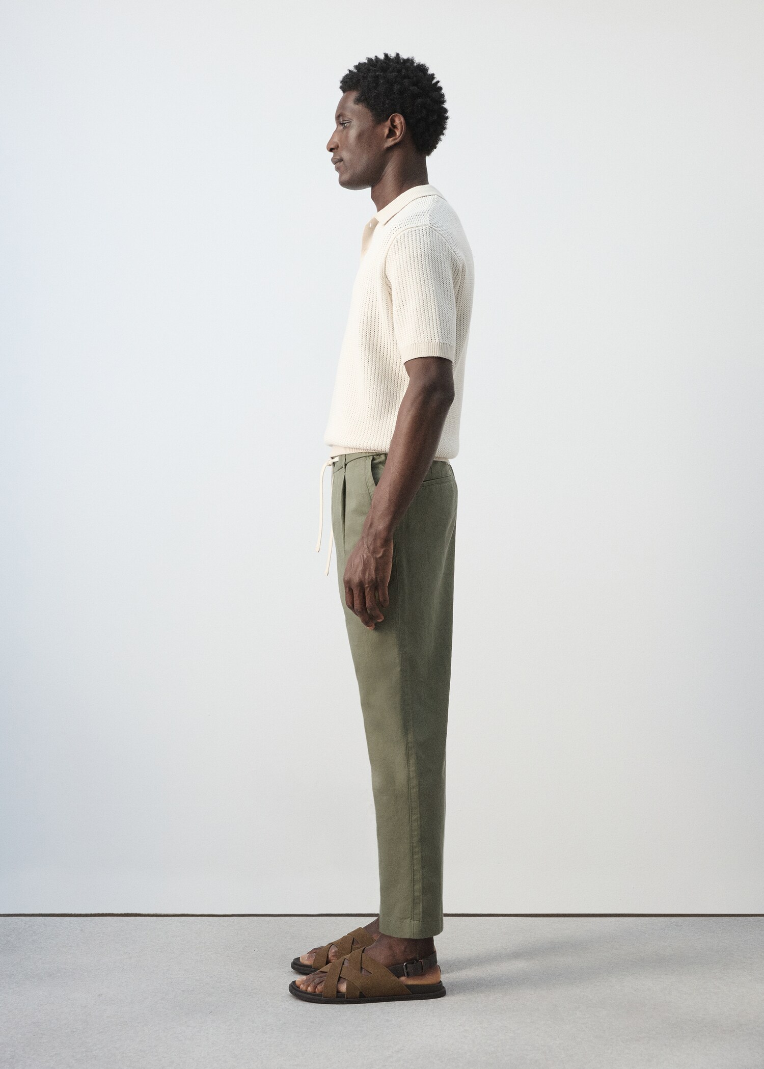 Pantalón lino algodón slim fit cropped - Detalle del artículo 2