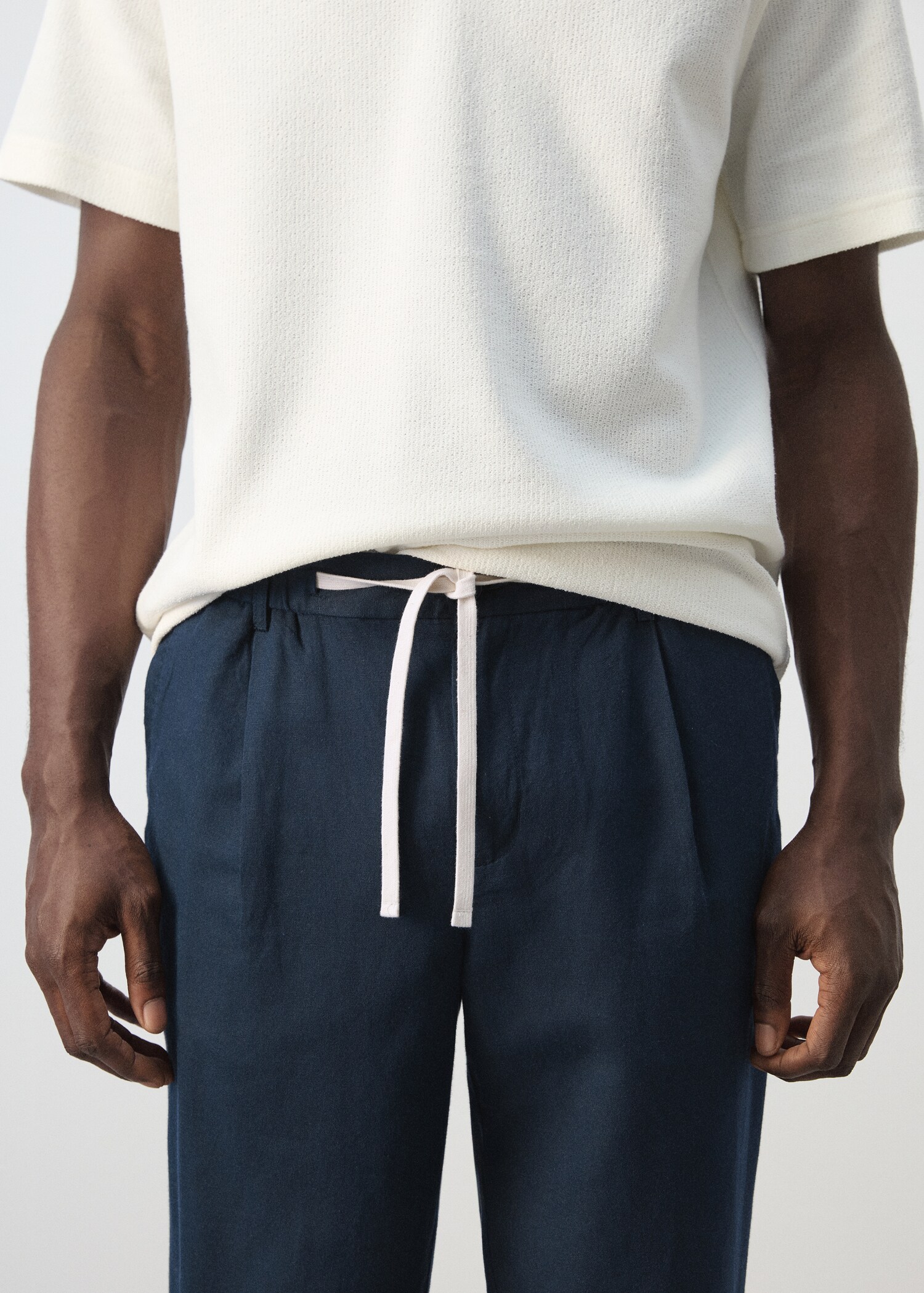 Pantalón lino algodón slim fit cropped - Detalle del artículo 1