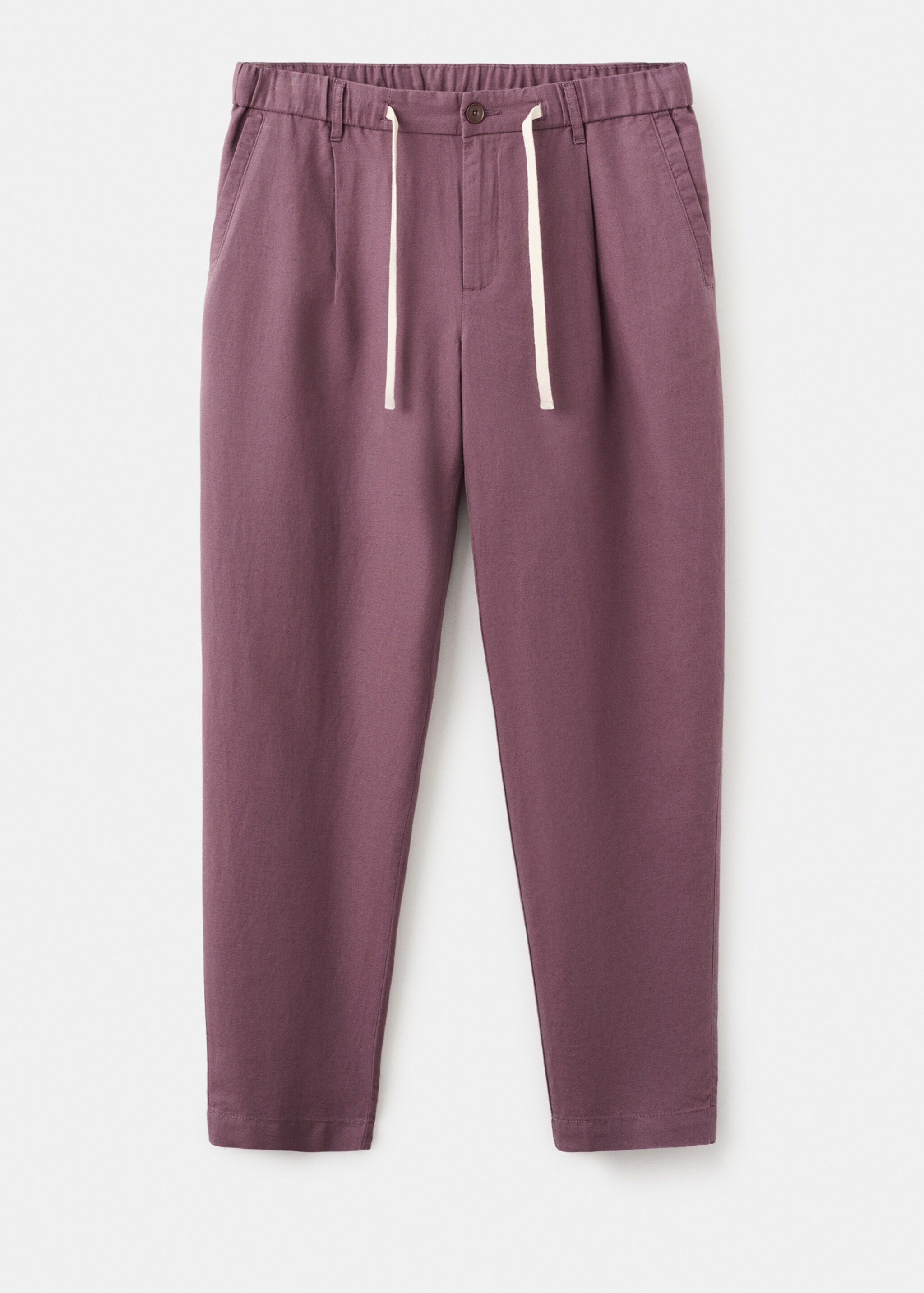 Pantalón lino algodón slim fit cropped - Artículo sin modelo, Ciruela. Ref: 27006714-00.