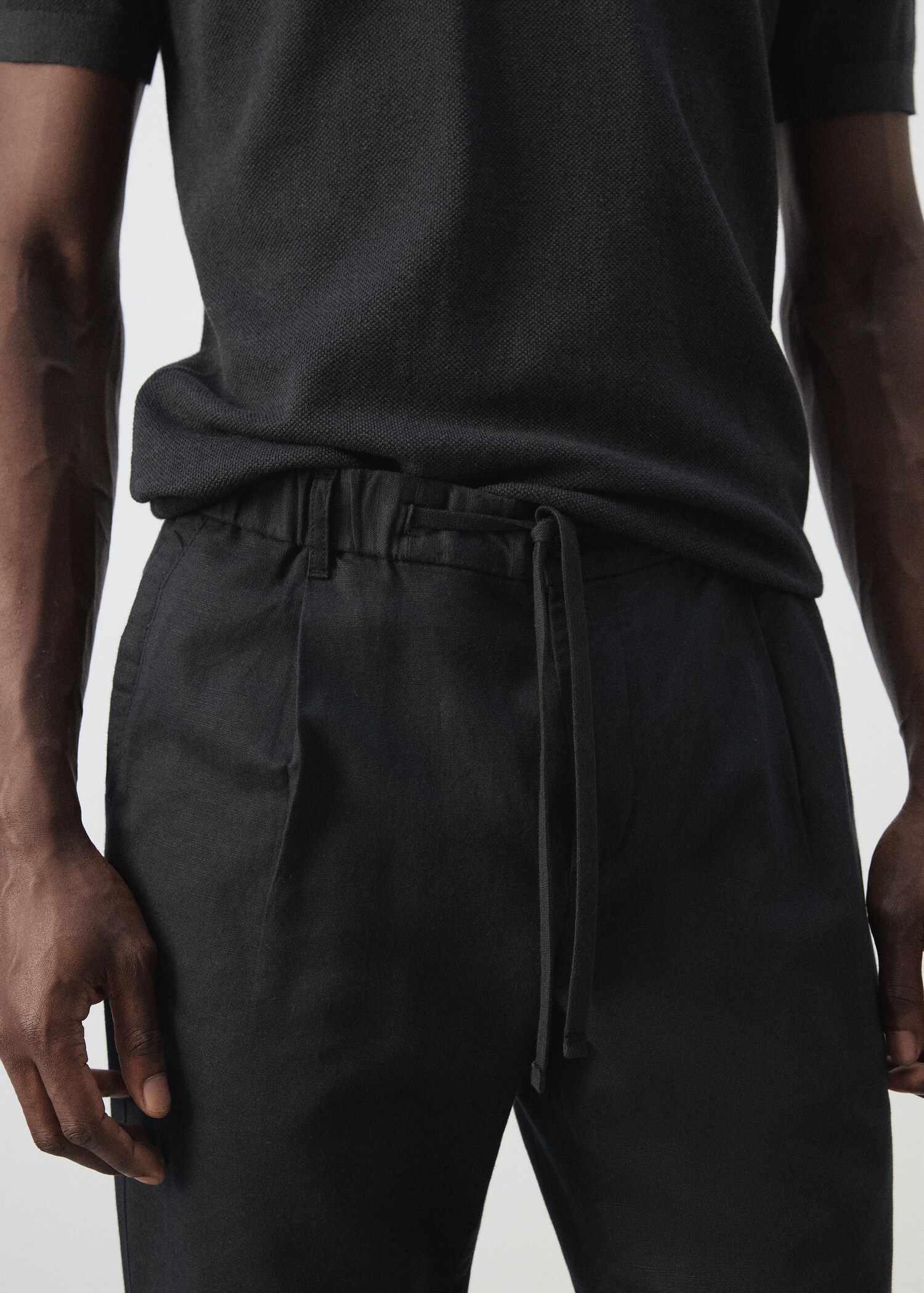 Linnen-katoenen slim fit cropped broek - Detail van het artikel 1