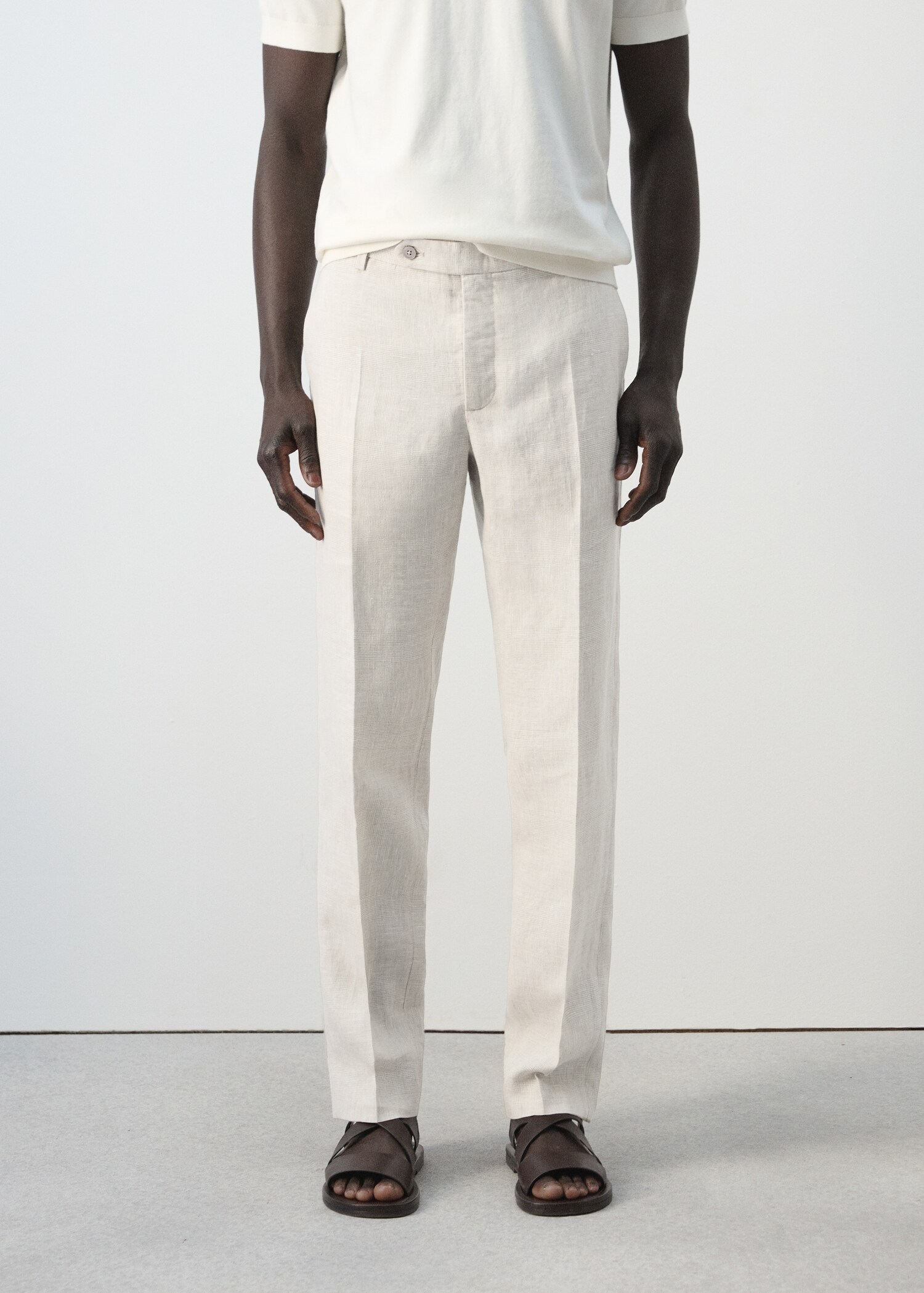 100% linen regular-fit trousers - Medium plane
