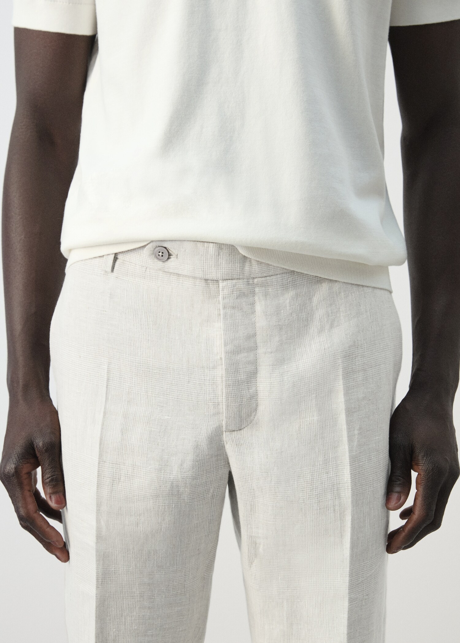 100% linen regular-fit trousers - Details of the article 1
