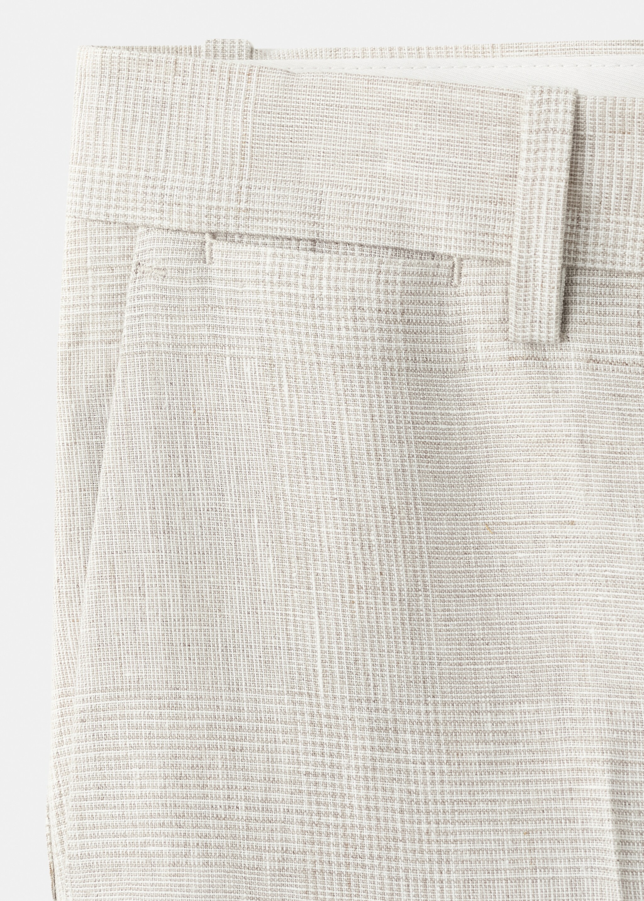 100% linen regular-fit trousers - Details of the article 8, Ecru. Ref: 27006715-00.