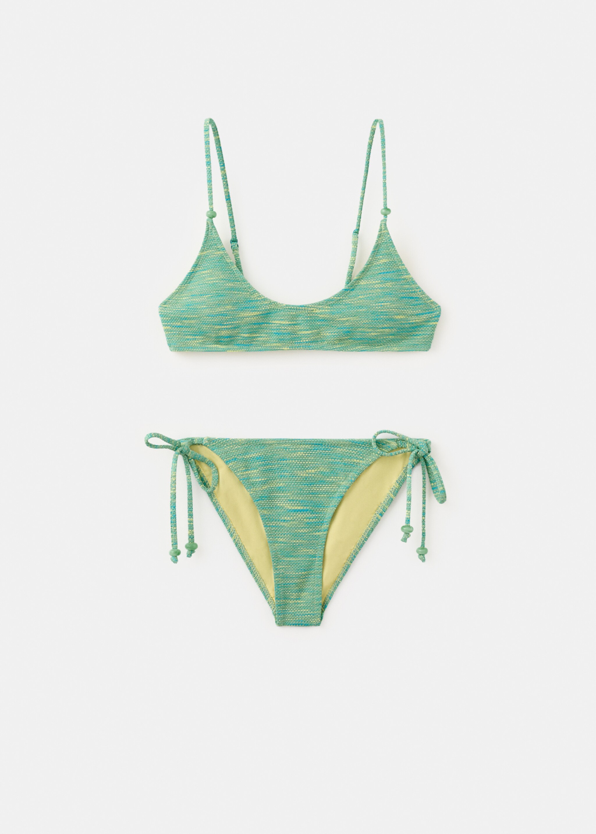Two-tone bikini with medium-rise bottoms - Article without model, Turquoise. Ref: 27006717-00.