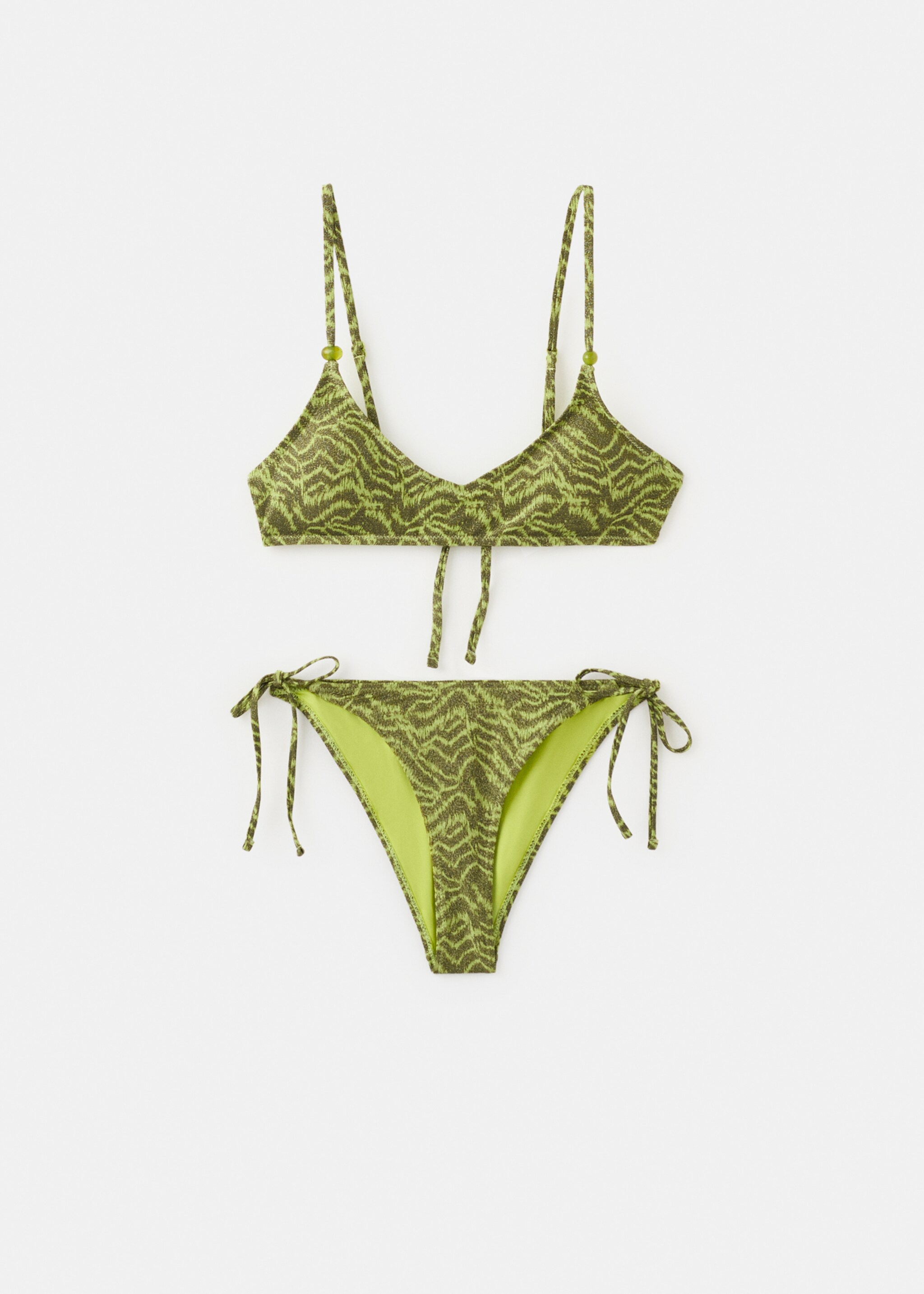Zebra bikini with mid-rise bottoms - Article without model, Green. Ref: 27006718-00.