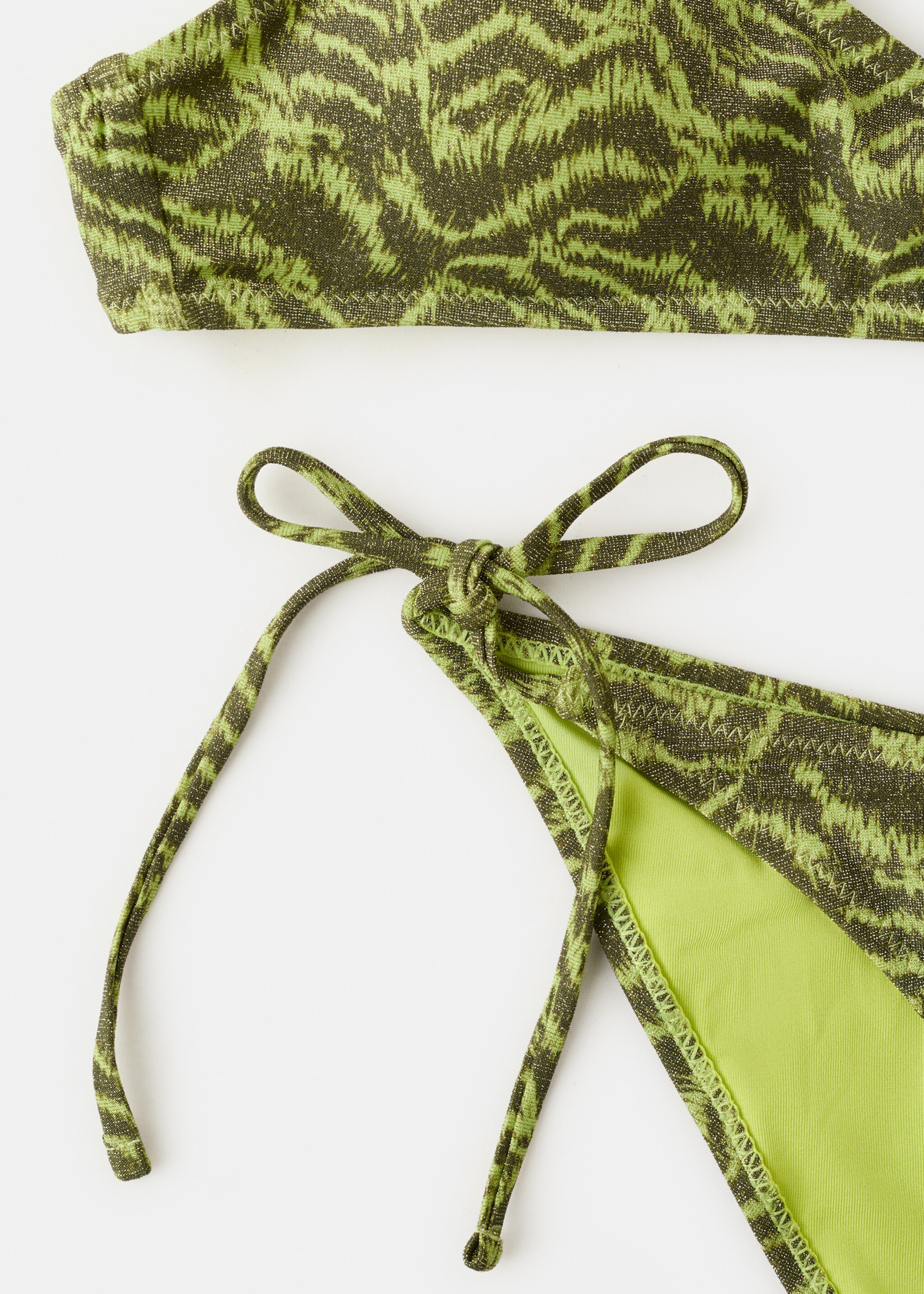 Zebra bikini with mid-rise bottoms - Details of the article 8, Green. Ref: 27006718-00.