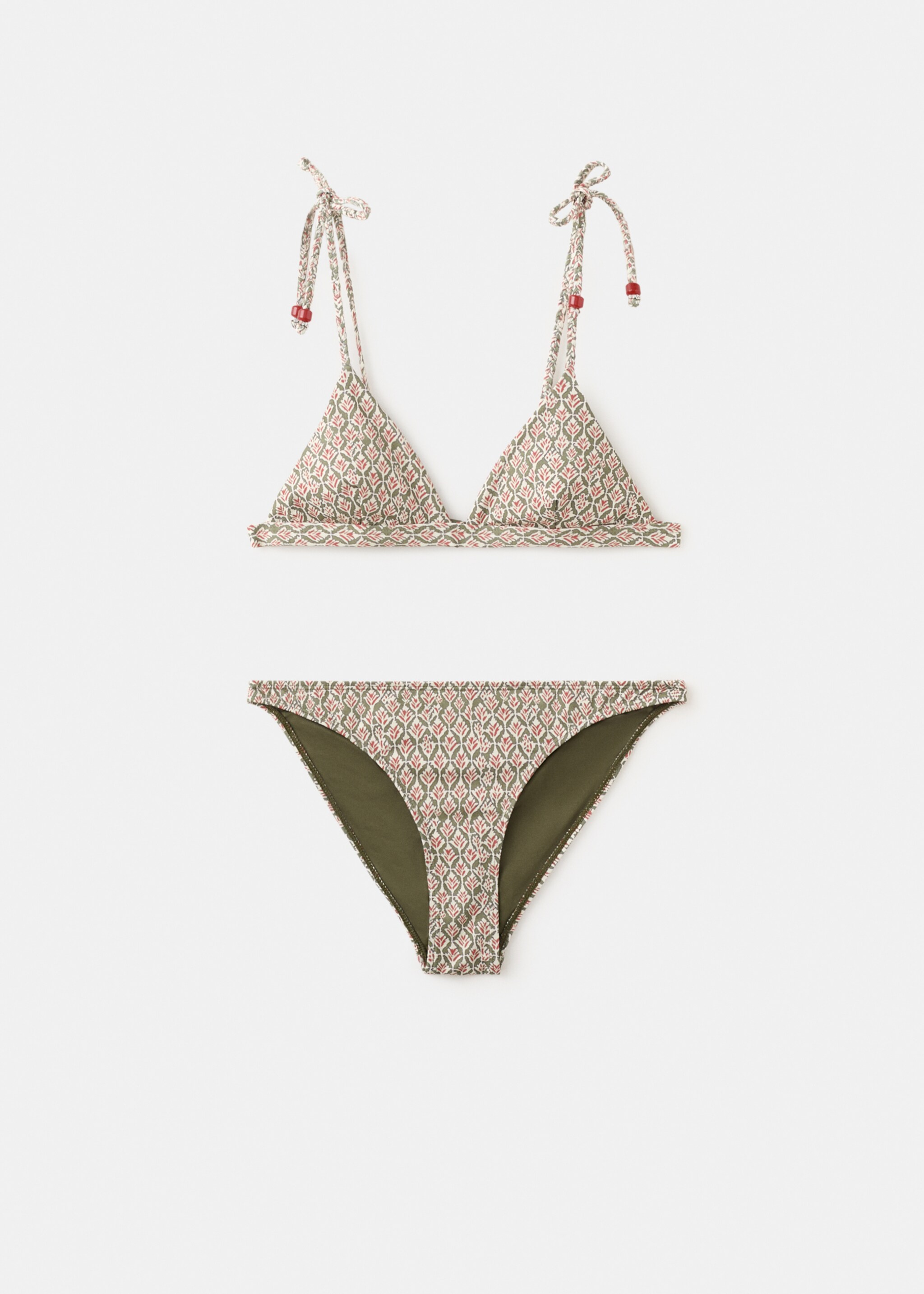 Biquíni estampado com cuequinha clássica - Artigo sem modelo, Caqui. Ref: 27006722-00.