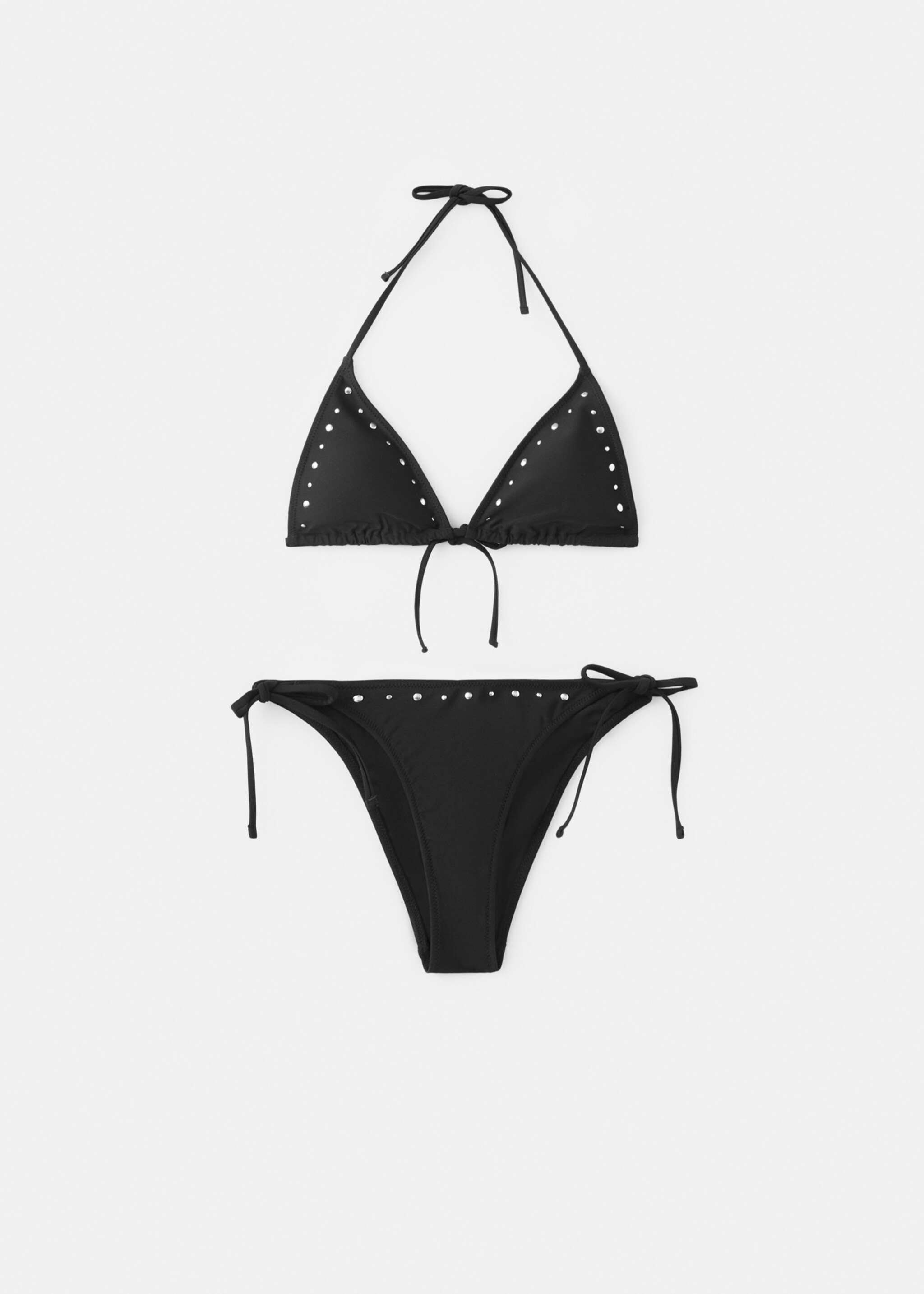 Studded bikini with mid-rise bottoms - Article without model, Black. Ref: 27006724-00.