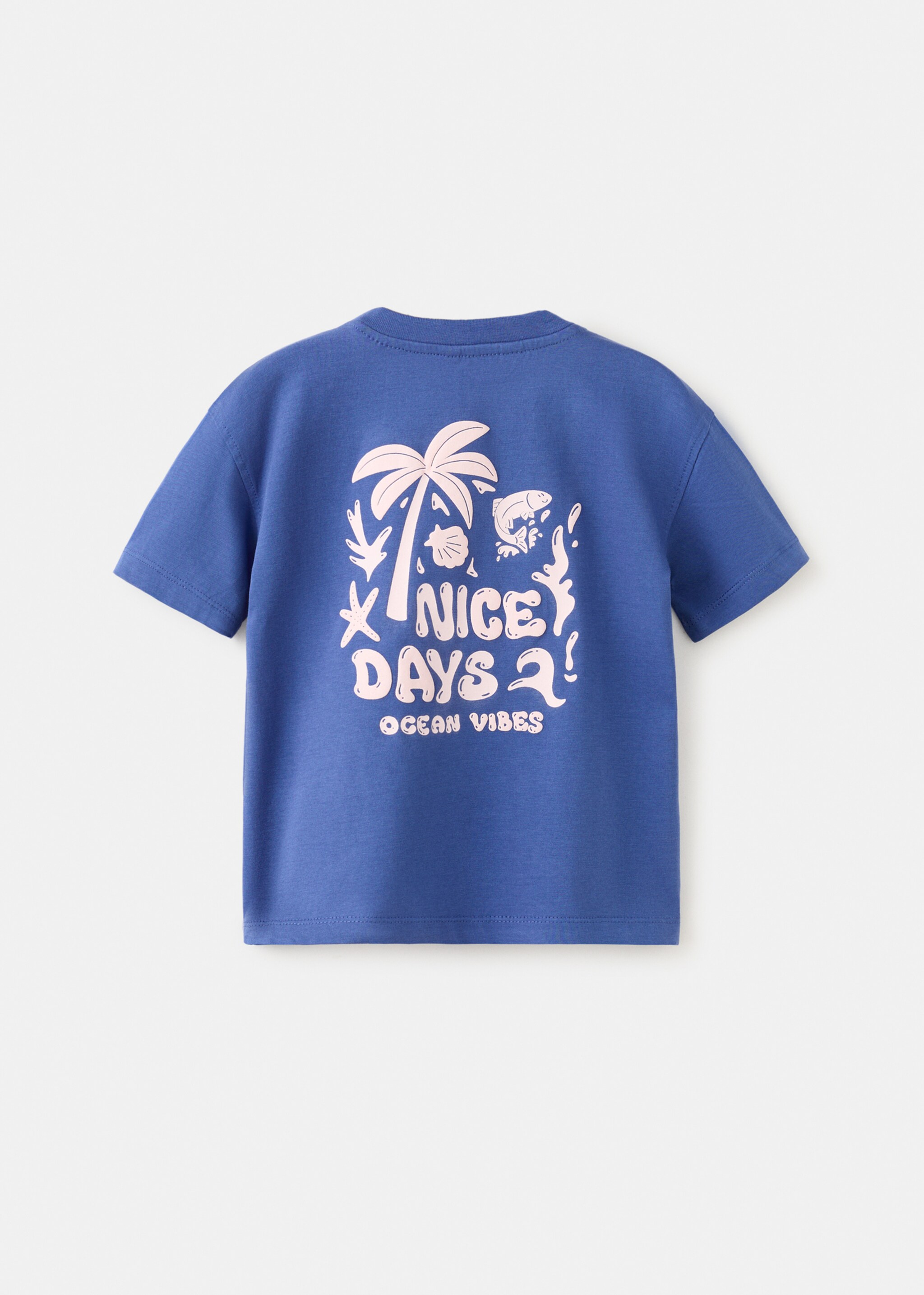 Short-sleeved printed t-shirt - Reverse of the article, Blue. Ref: 27006734-00.