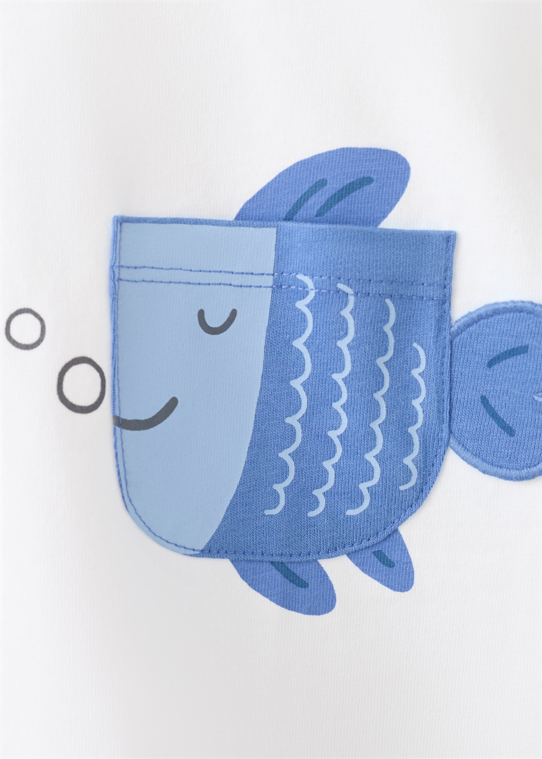 Pocket printed cotton t-shirt - Details of the article 8, White. Ref: 27006736-00.