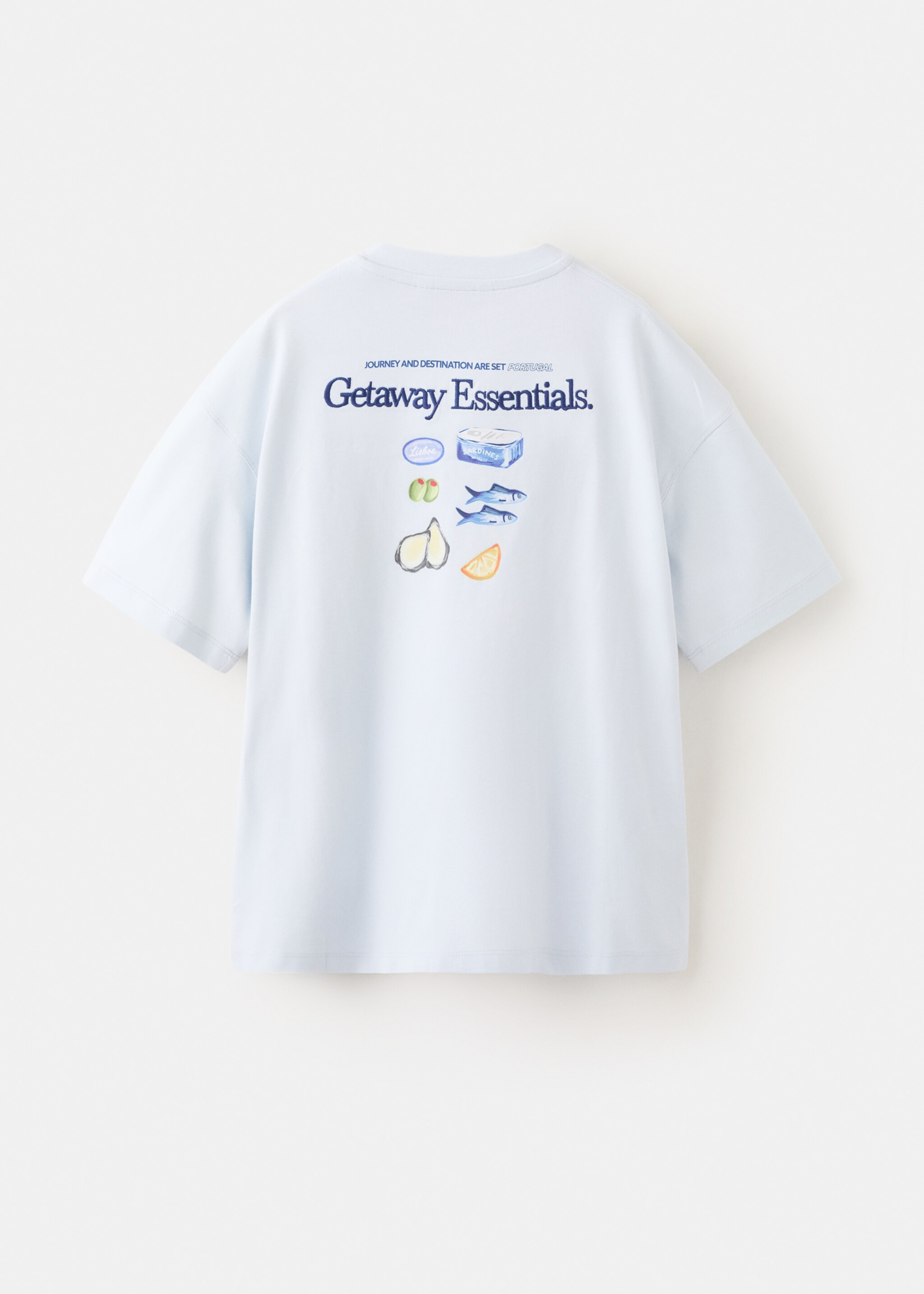 T-shirt en coton imprimé - Verso de l’article, Bleu ciel. Ref: 27006738-00.