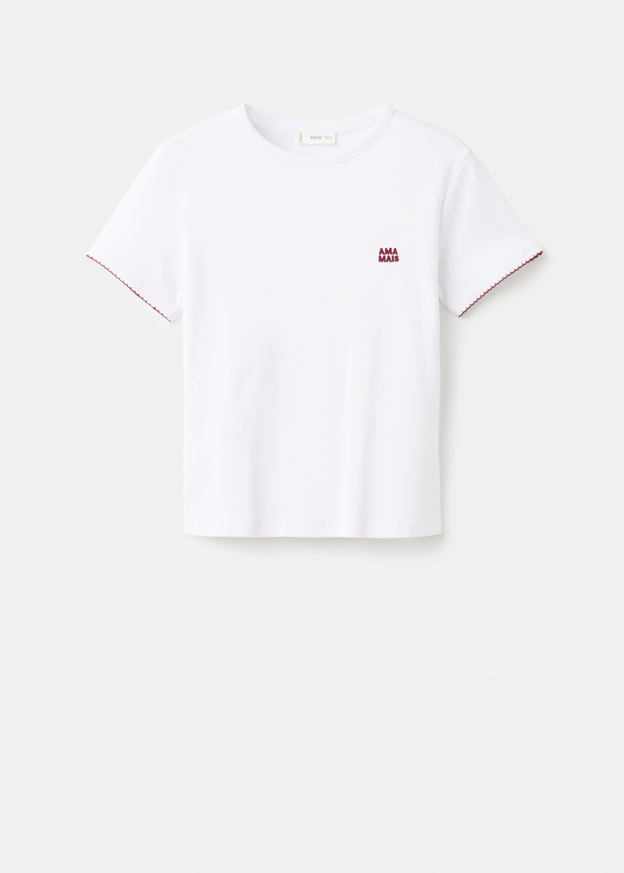 T-Shirt mit Stickereien - Artikel ohne Model, Cremeweiß. Ref: 27006746-00.