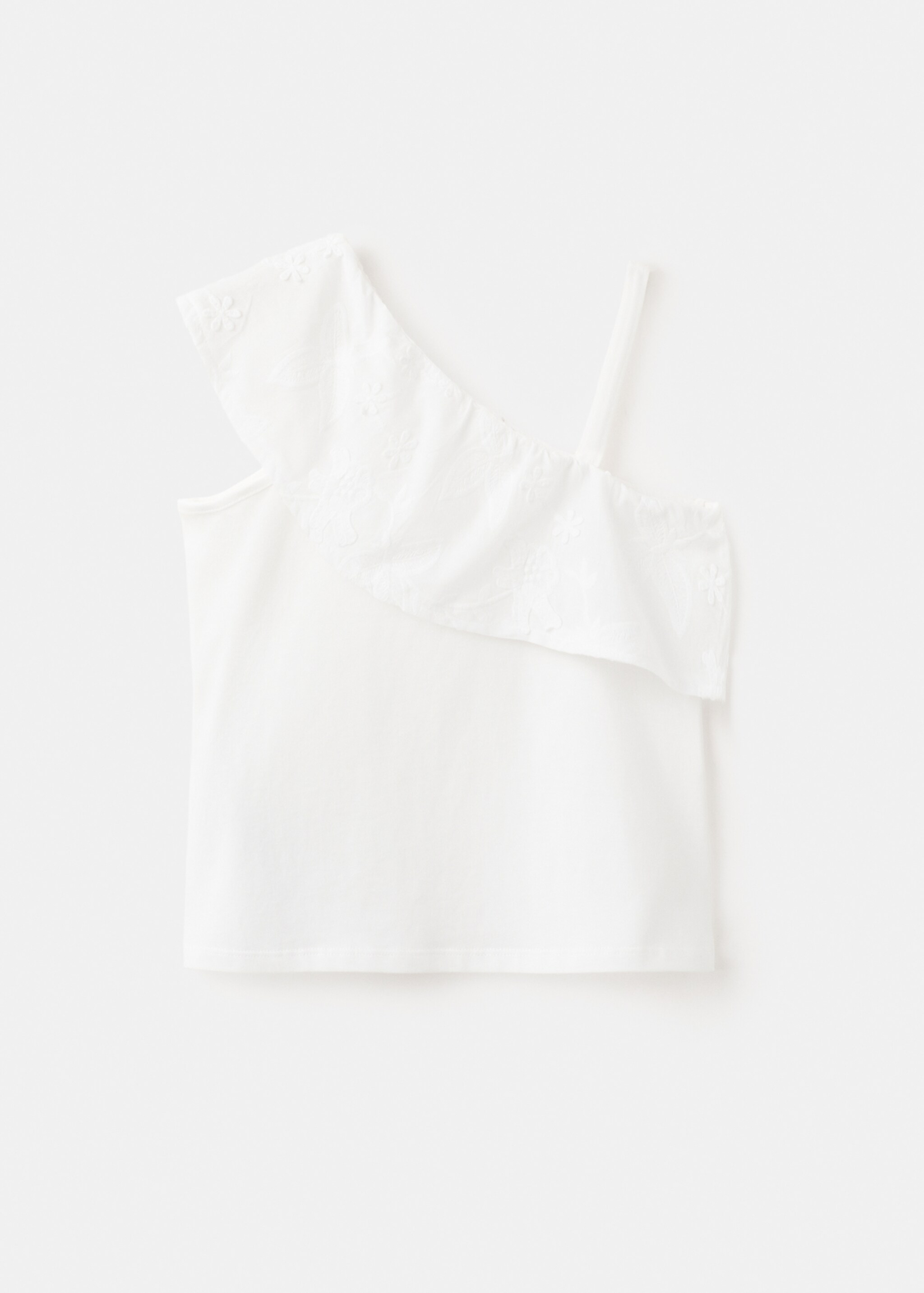 T-shirt asymétrique brodé - Article sans modèle, Blanc cassé. Ref: 27006752-00.