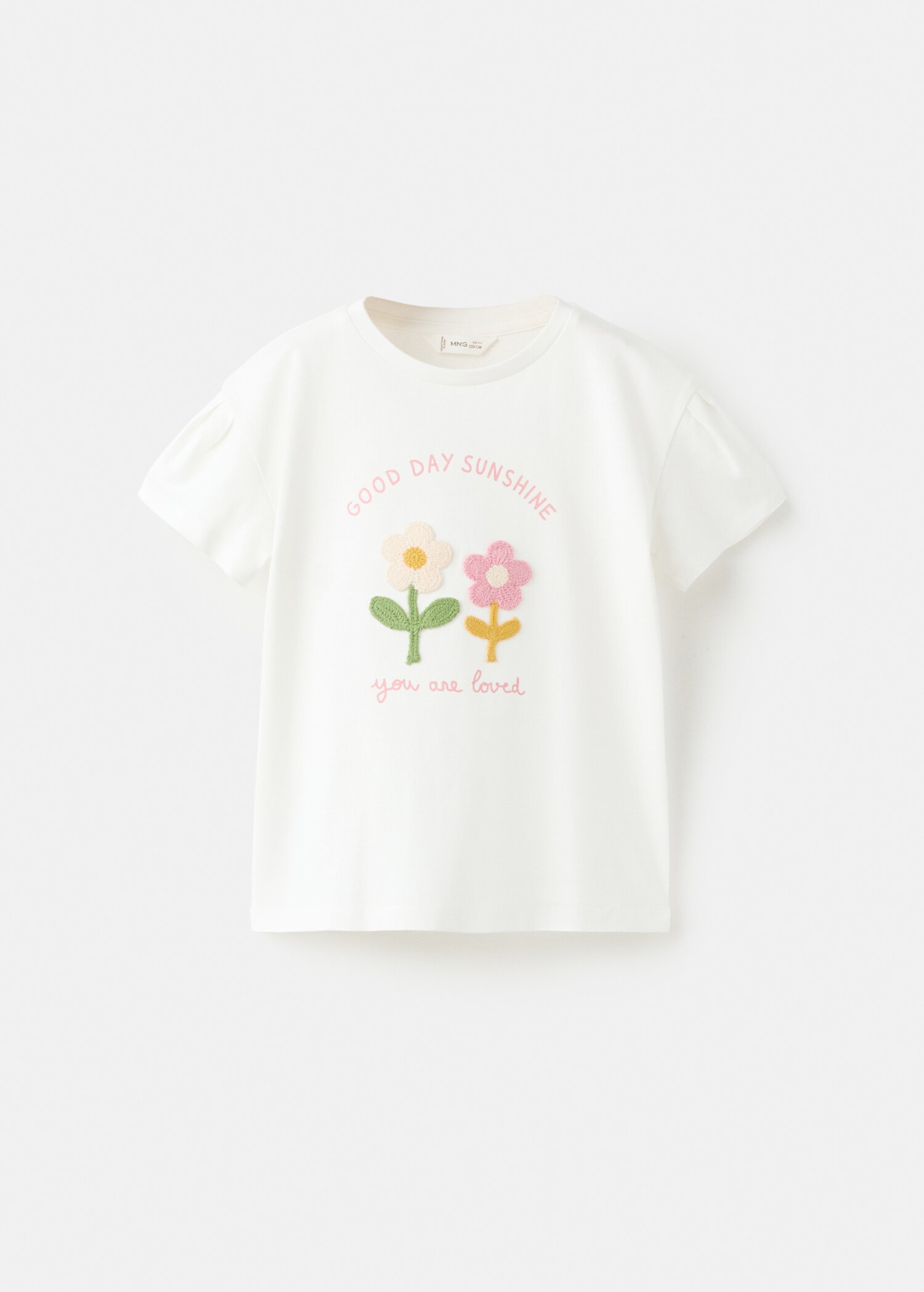 Baumwoll-T-Shirt mit gestickten Blumen - Artikel ohne Model