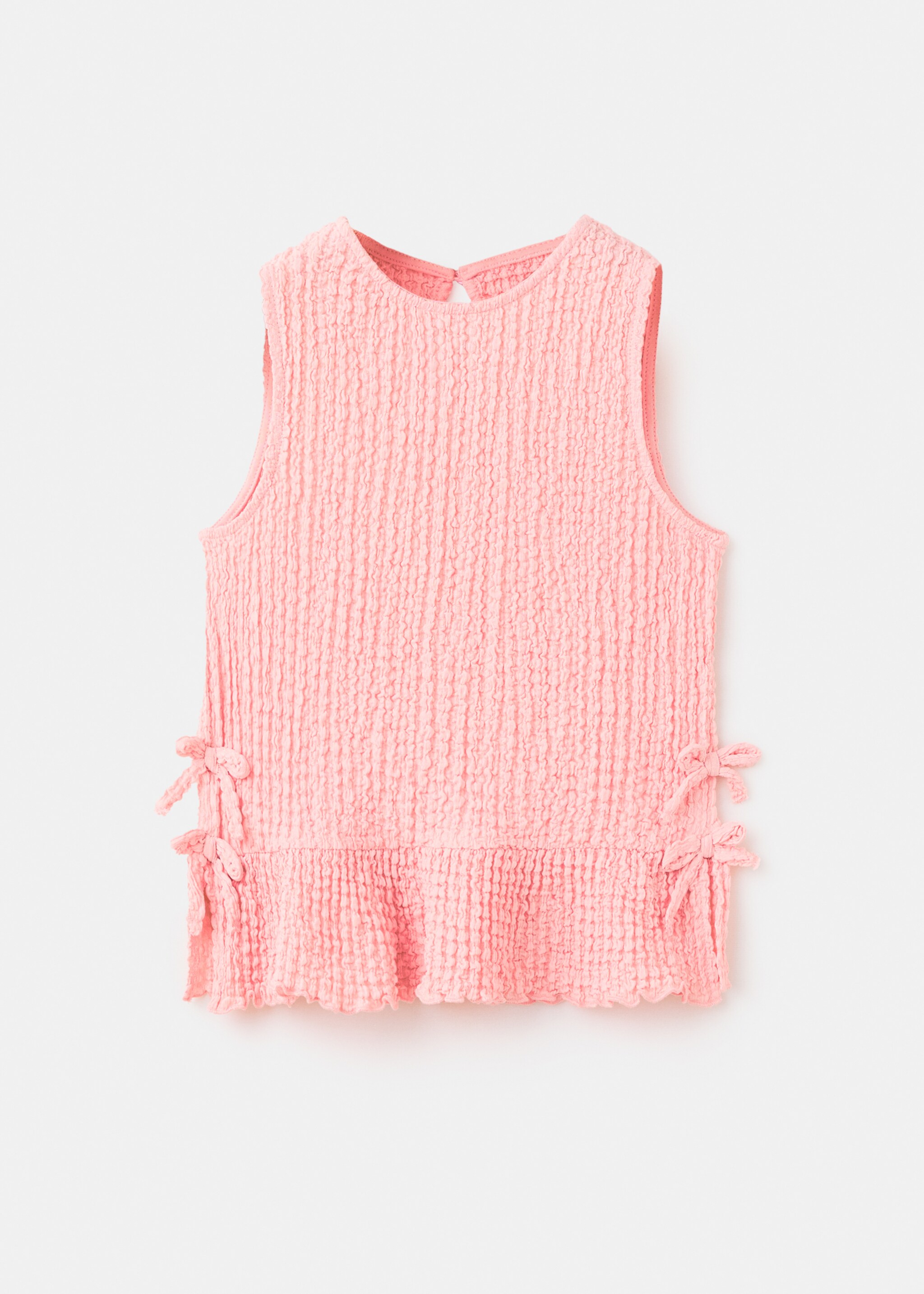 Ruffled top with bows - Article without model, Pink. Ref: 27006757-00.