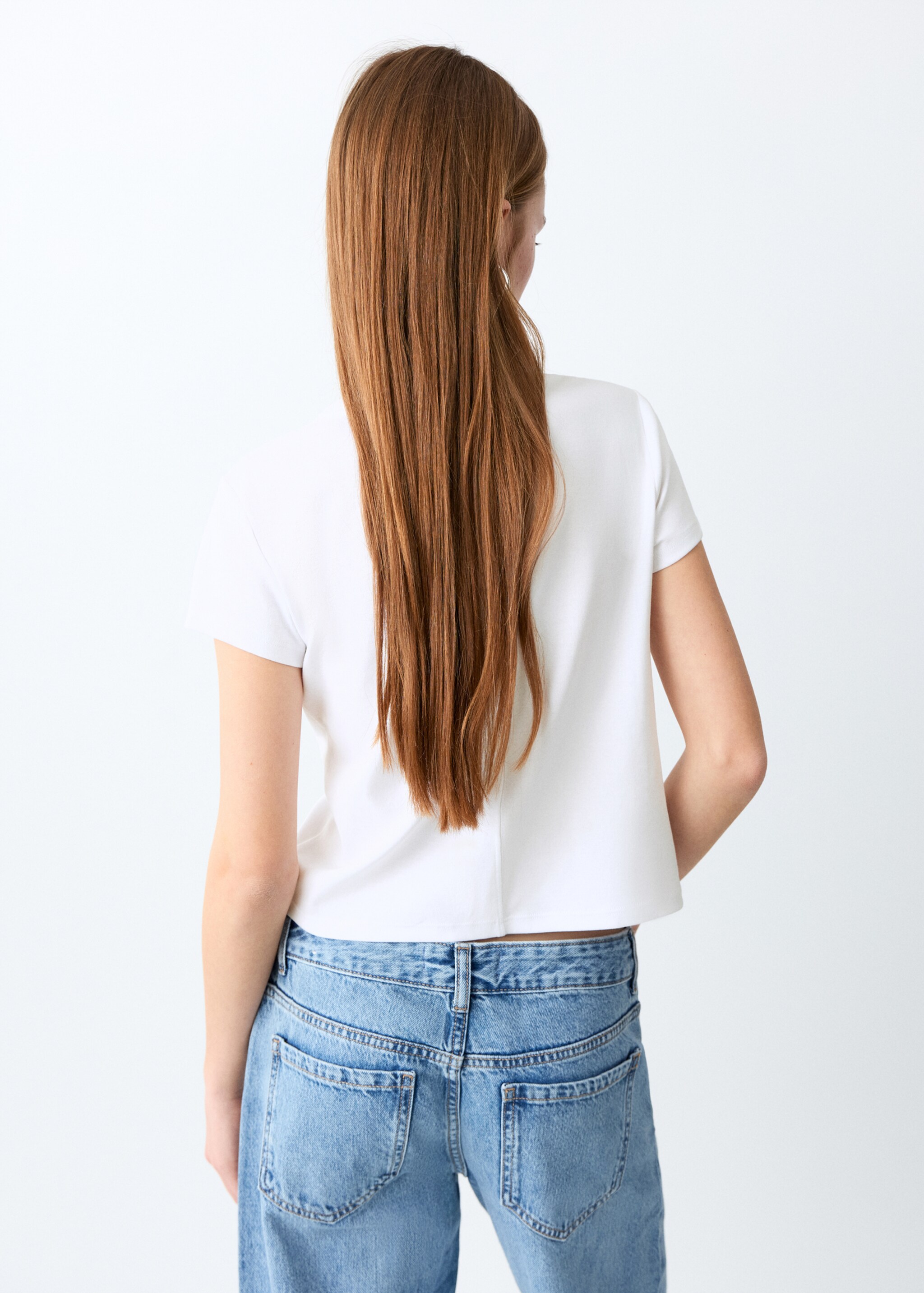 Camiseta básica algodón - Reverso del artículo, Blanco roto. Ref: 27006758-00.