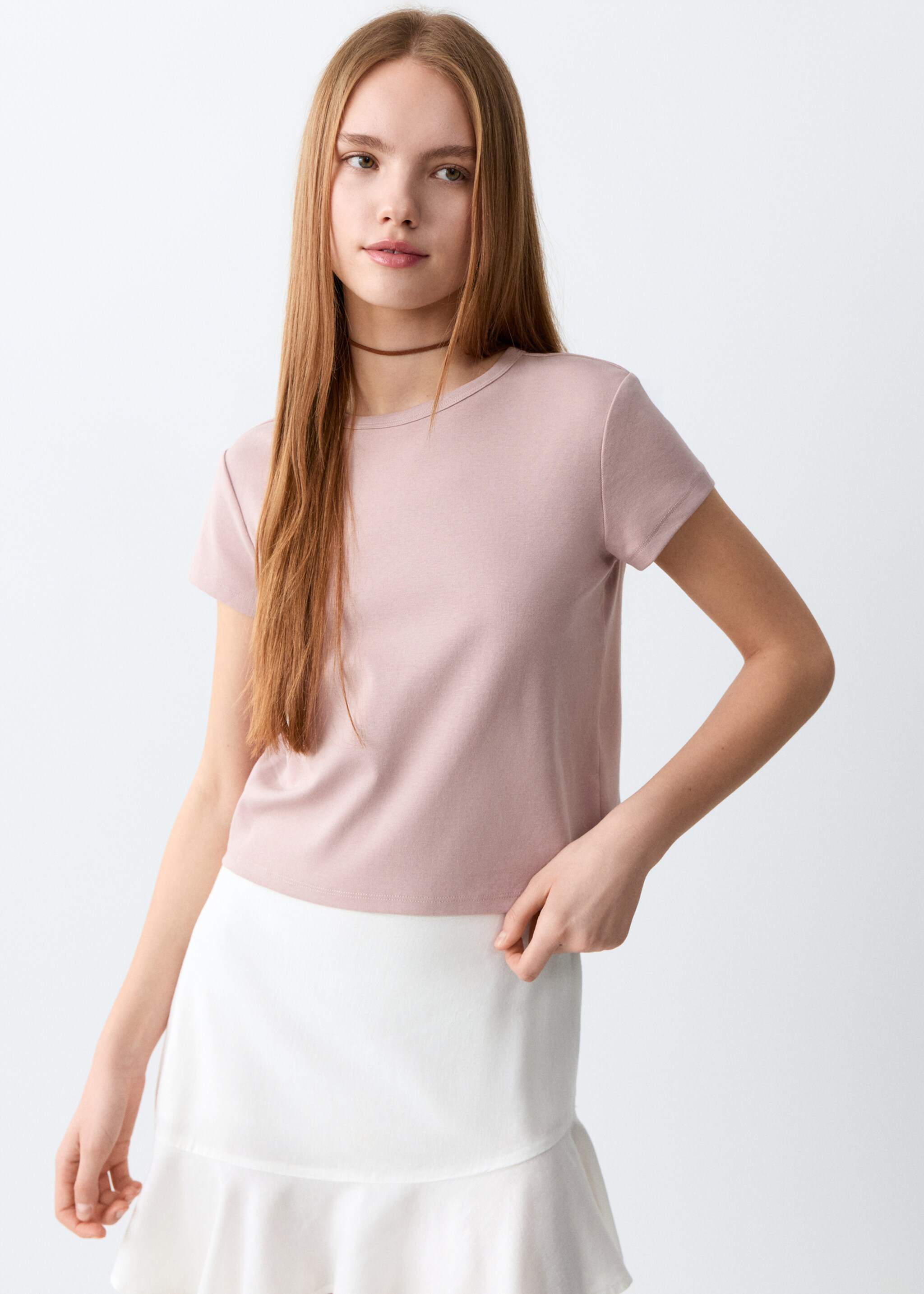 Camiseta básica algodón - Plano medio, Rosa. Ref: 27006760-00.