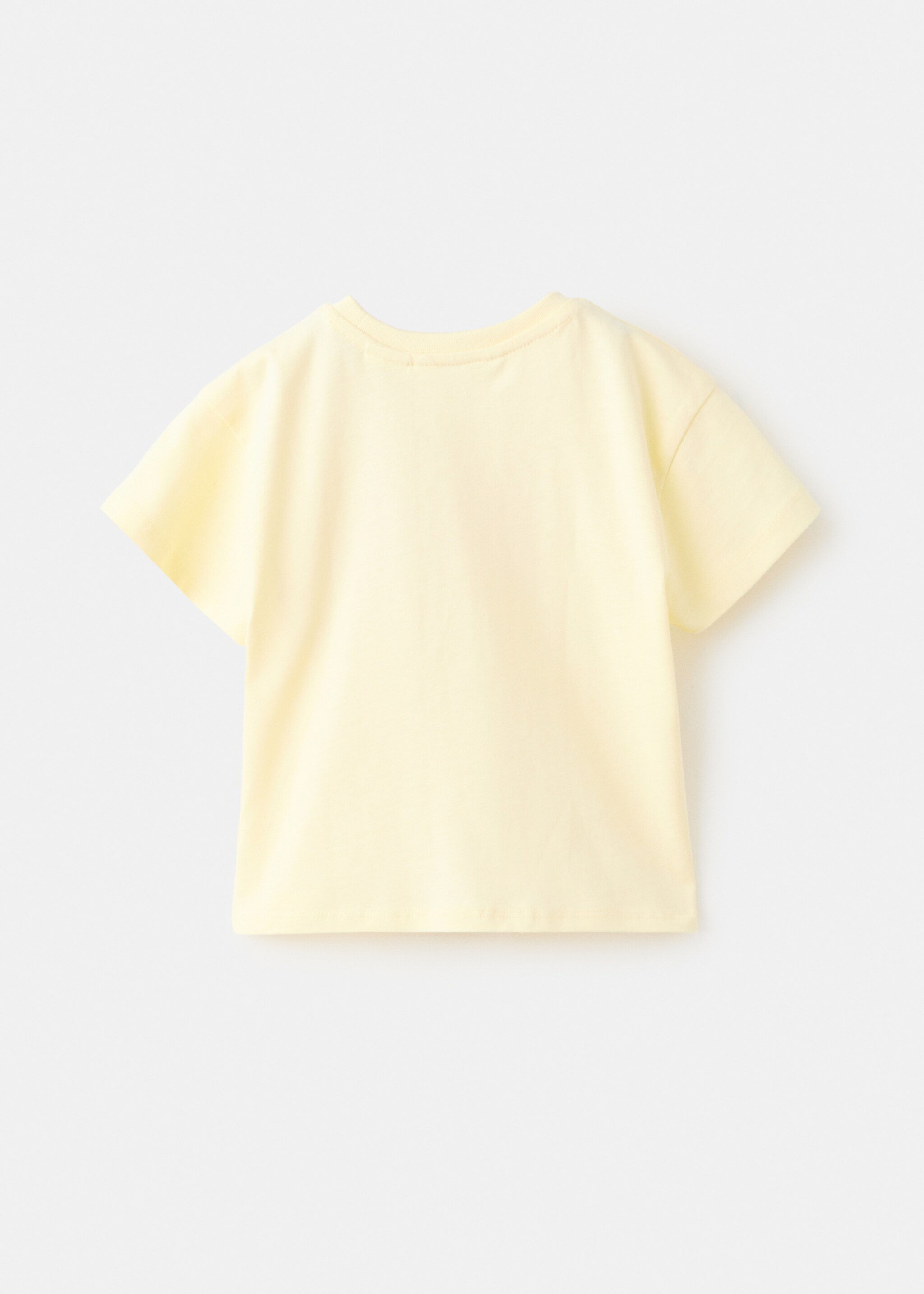 Embroidered T-shirt with knot detail - Reverse of the article, Pastel Yellow. Ref: 27006762-00.
